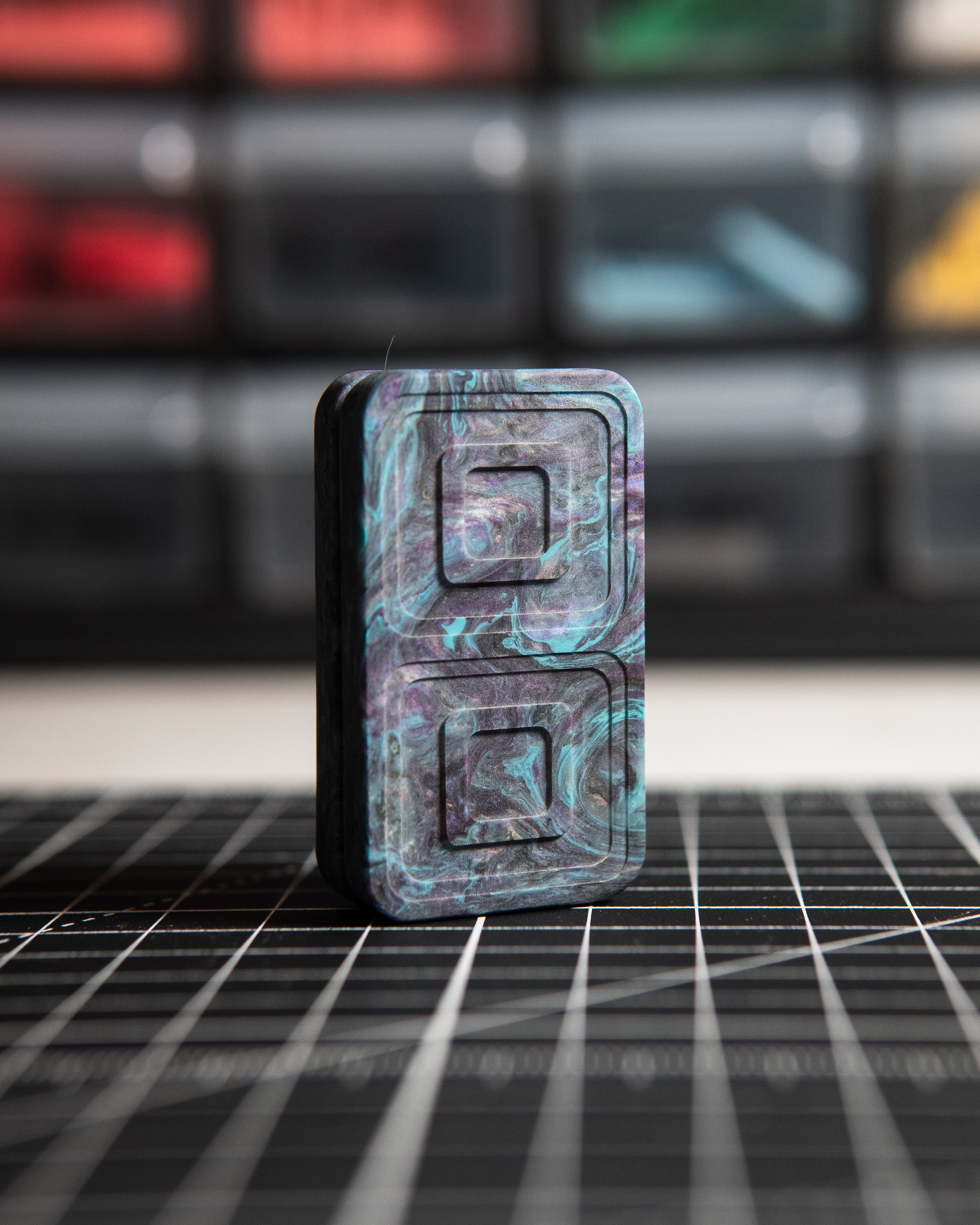 Echo Tile Fidget Slider - Maker's Choice, Dank Blanks Teal & Dark Blue