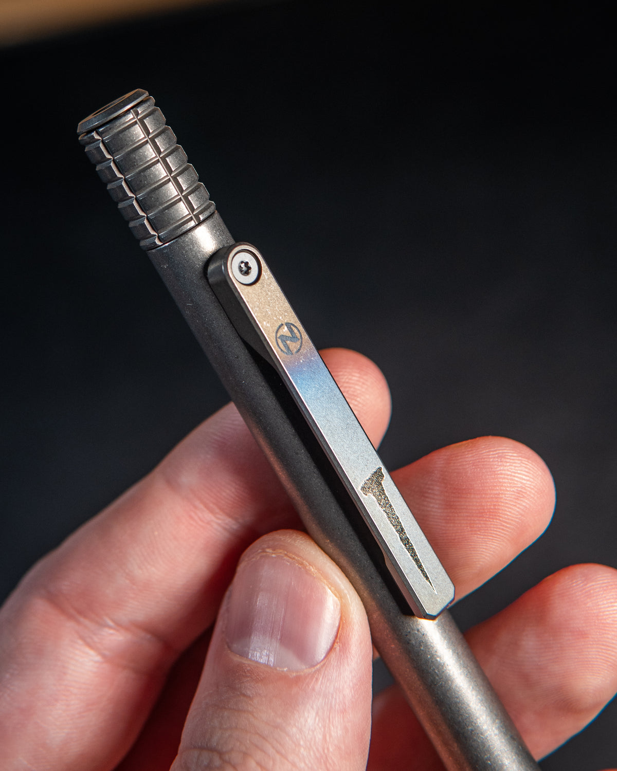 The Axial - Titanium Bolt-Action Fidget Pen, Burnt Frag (JRW Collab)