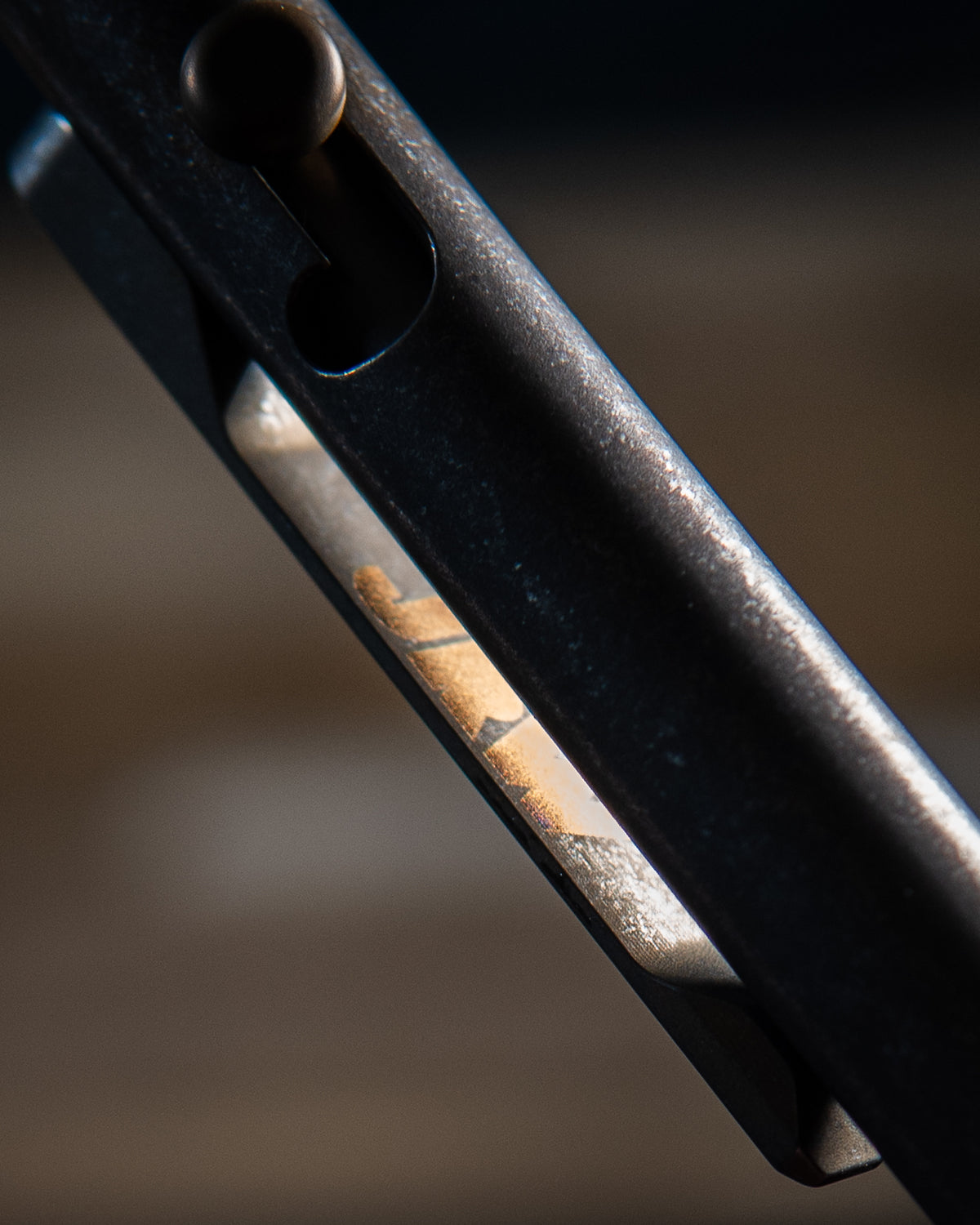 The Axial - Titanium Bolt-Action Fidget Pen, Rusty Nail (JRW Collab)