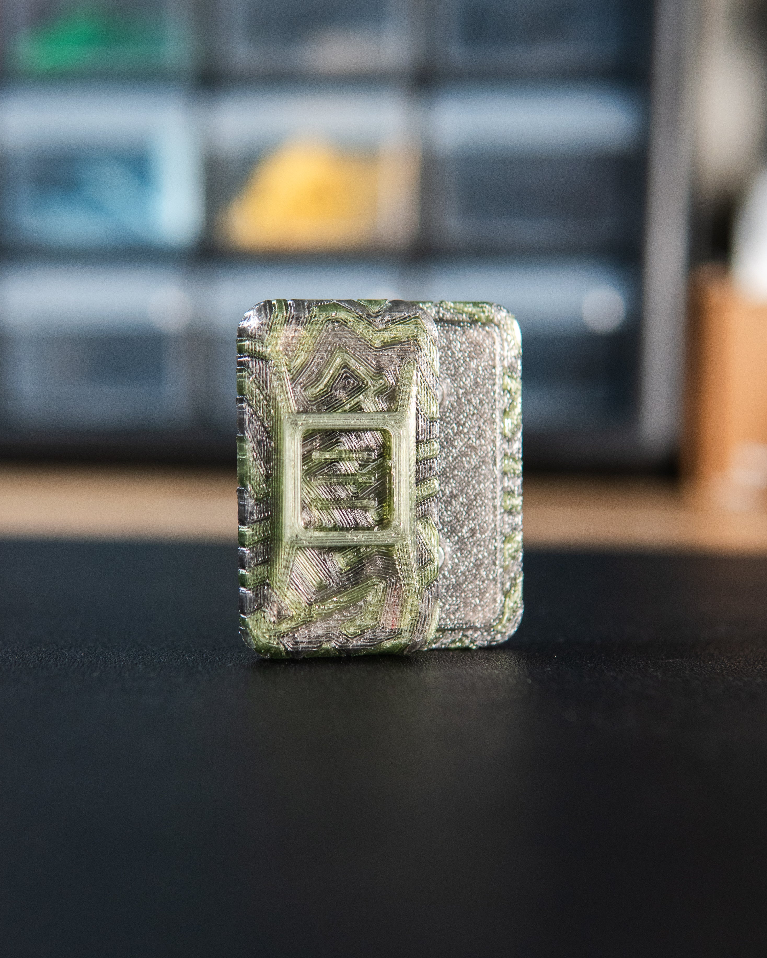 Delta Ergo Tile Fidget Slider - Metro Labyrinth, Translucent Green/Grey