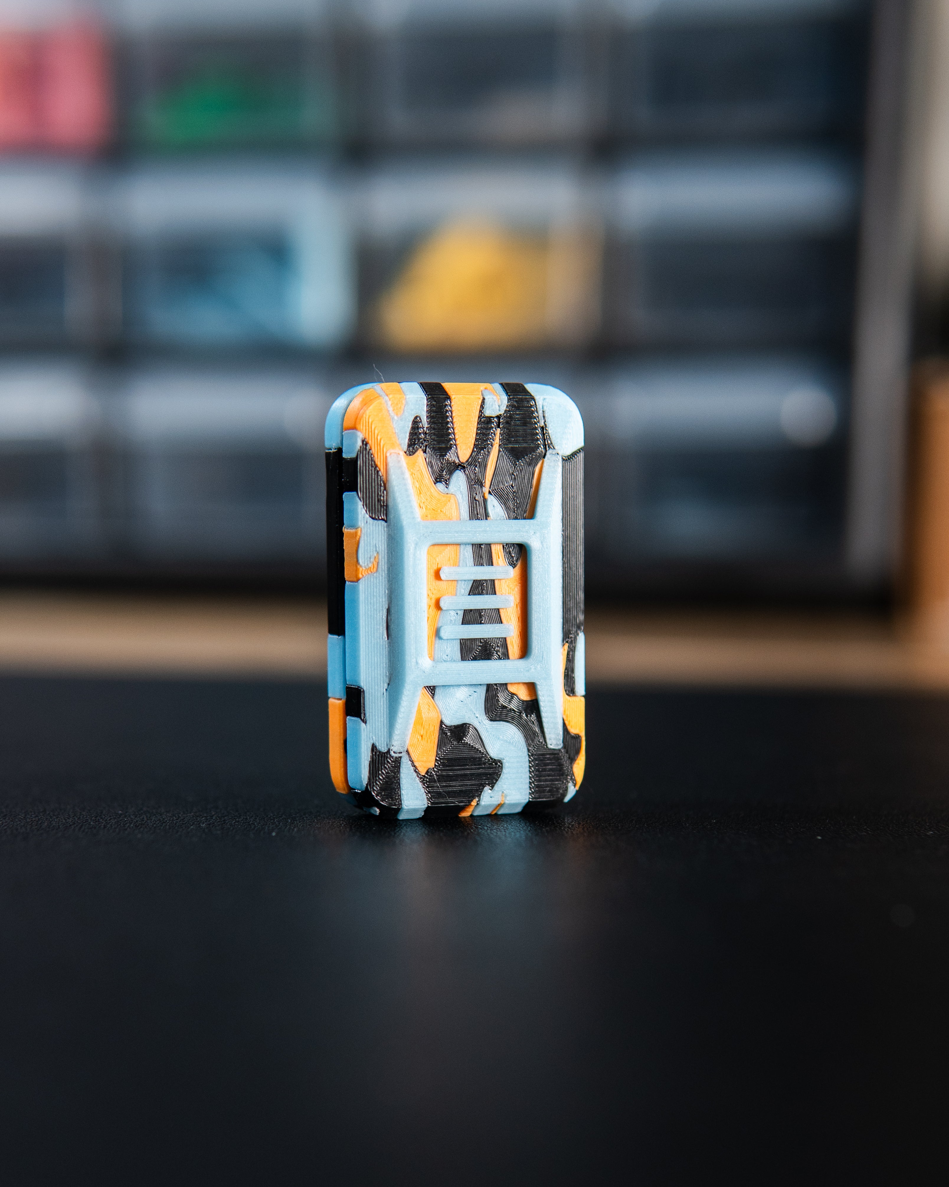 Delta Ergo Tile Fidget Slider - Tiger Camo Blue Glow/Black/Orange