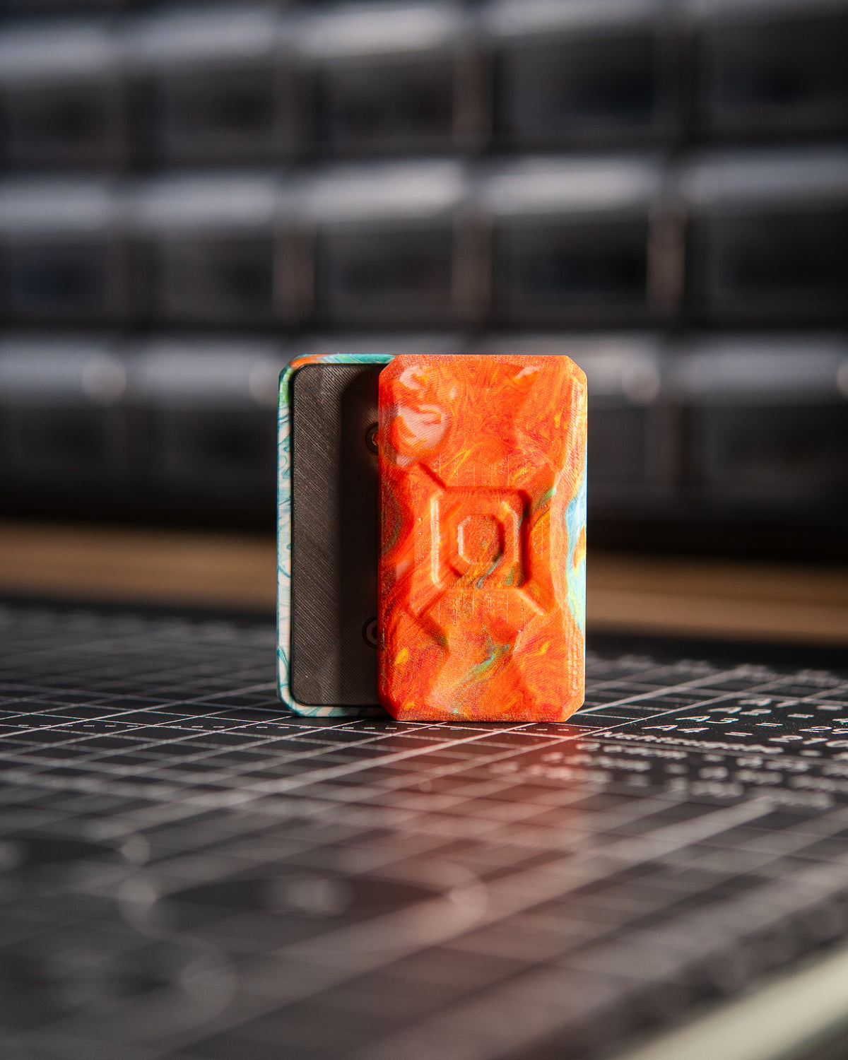 Echo Appa Pro Tile Fidget Slider - Resin Blue & Orange Swirl