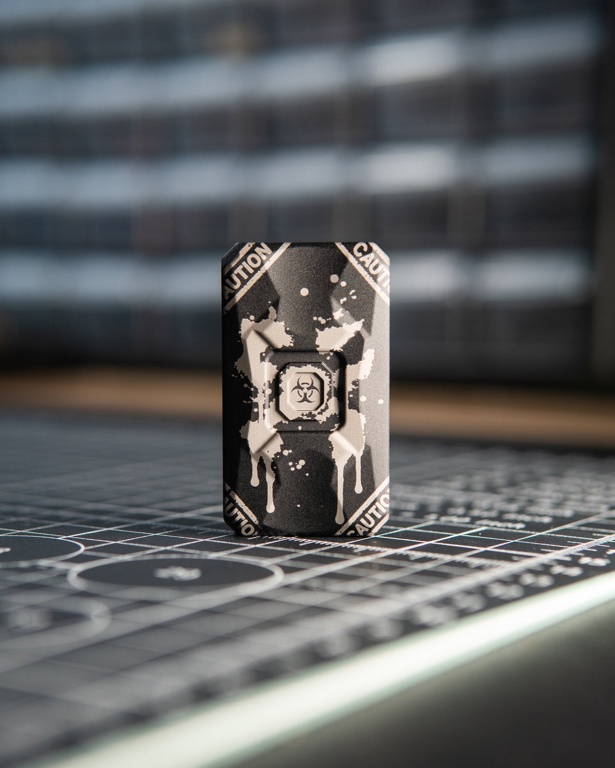 Echo Appa Tile Fidget Slider - Aluminum Black, "Biohazard" Edition