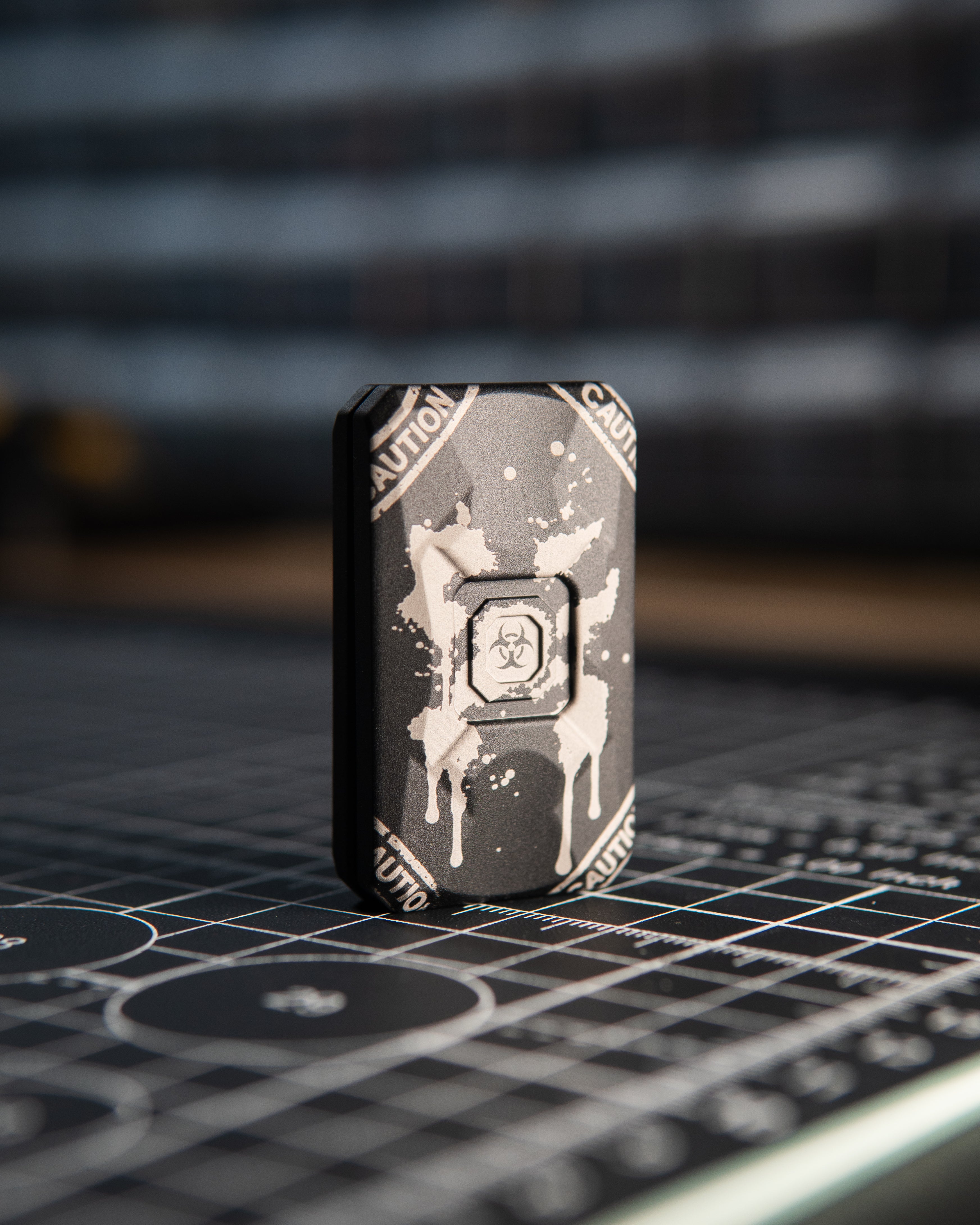 Echo Appa Tile Fidget Slider - Aluminum Black, "Biohazard" Edition