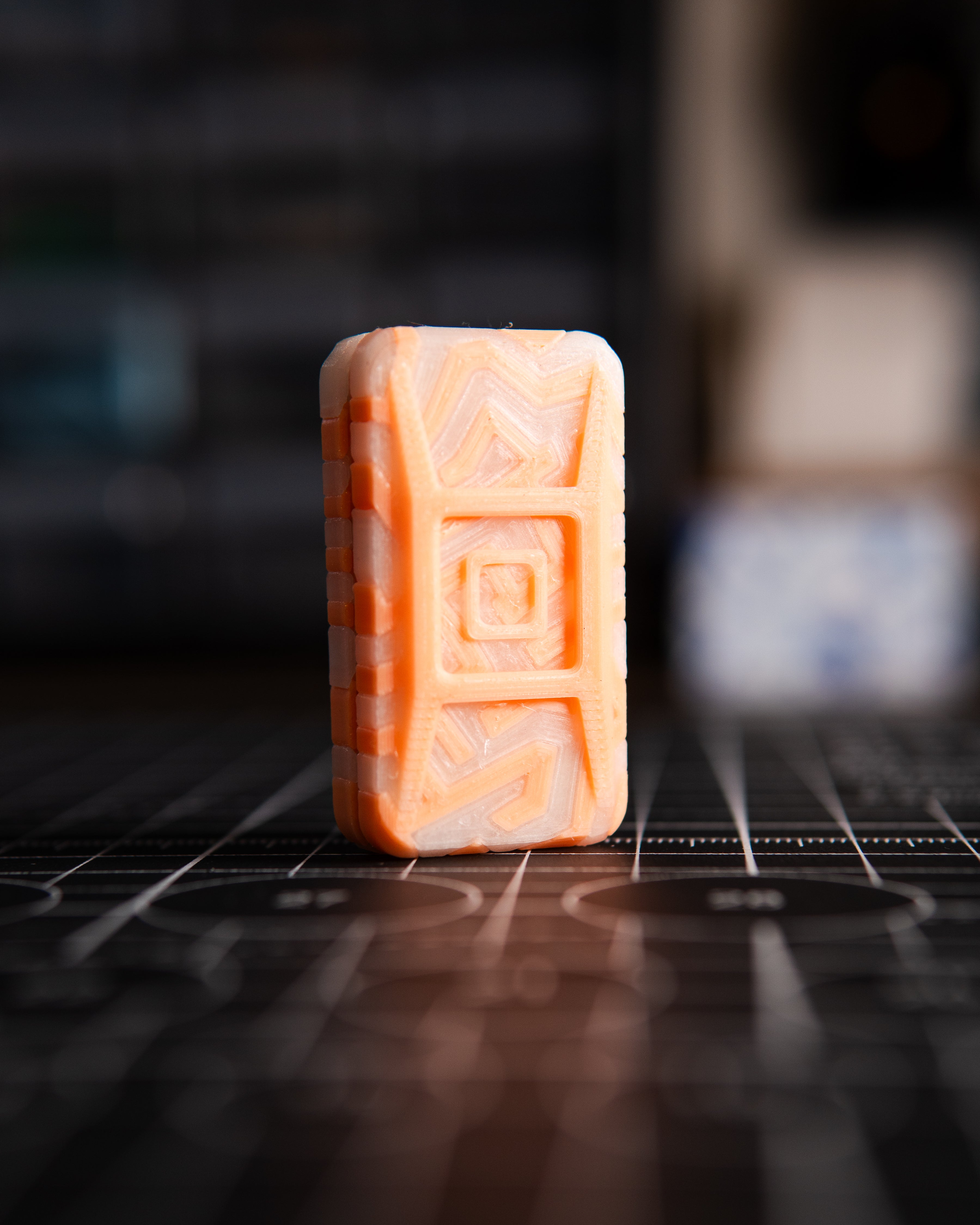 Echo Ergo Tile Fidget Slider - Maker's Choice, Metro Labyrinth Orange & White Glow