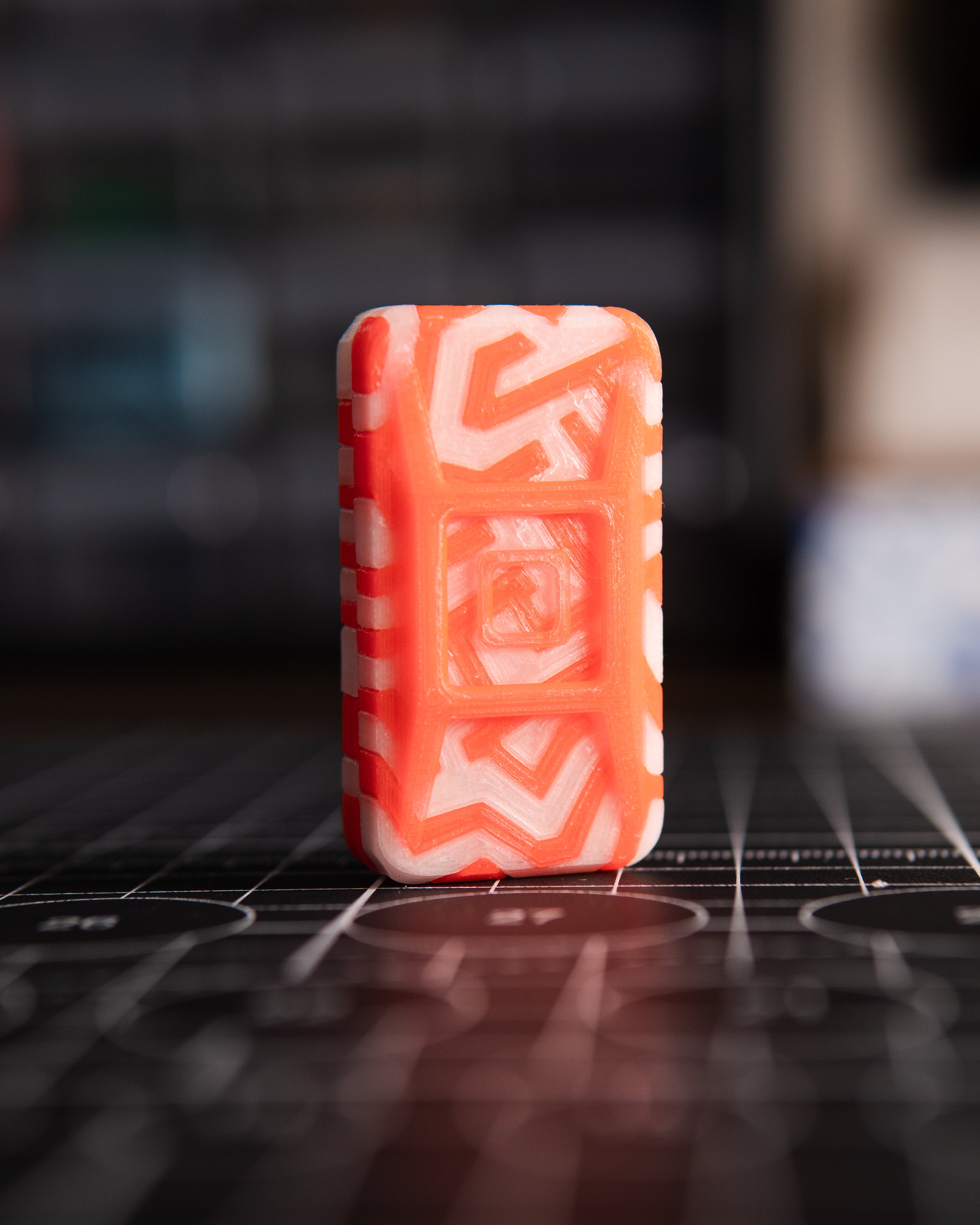 Echo Ergo Tile Fidget Slider - Maker's Choice, Metro Labyrinth Red & White Glow