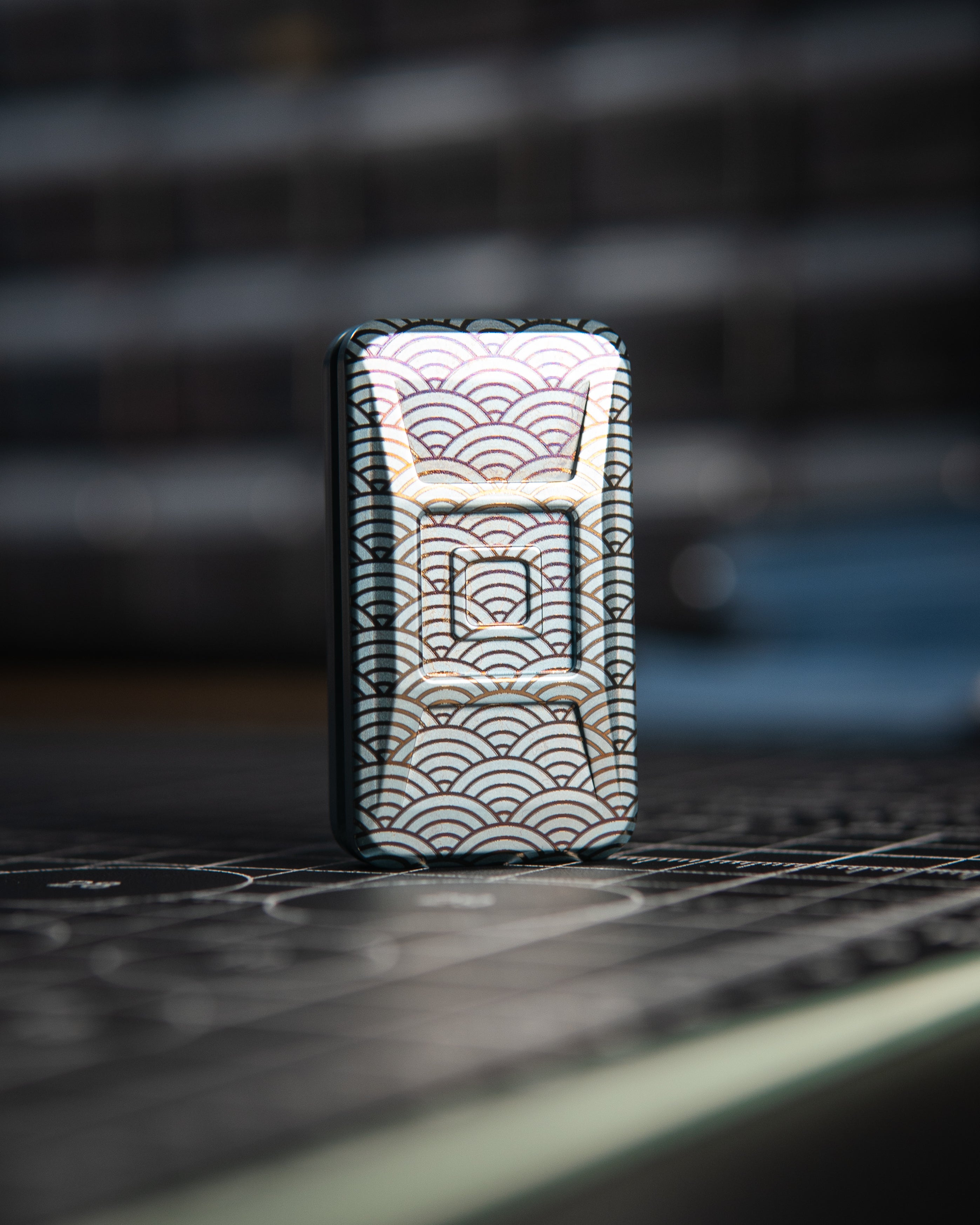 Echo Ergo Tile Fidget Slider - Maker's Choice, Titanium Seigaiha Custom Ano