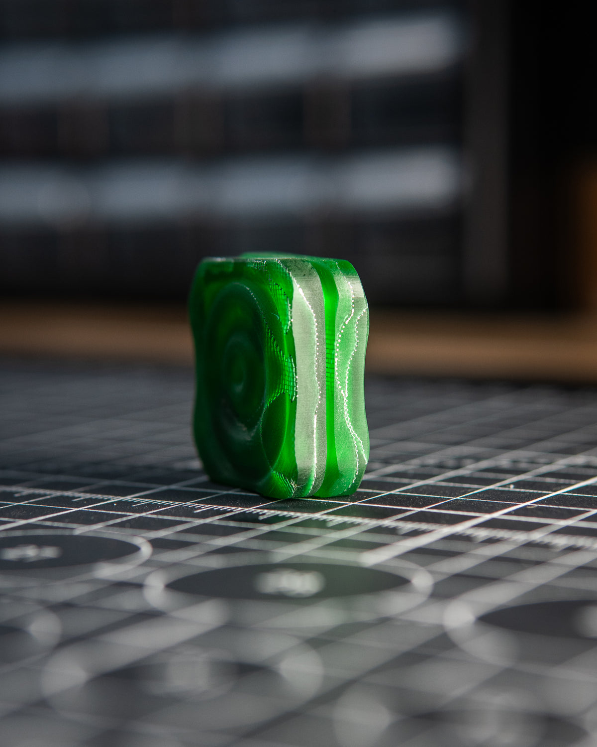 Mini V2 Tile Fidget Slider, Ripple - Raffir Green Alume Moon Composite