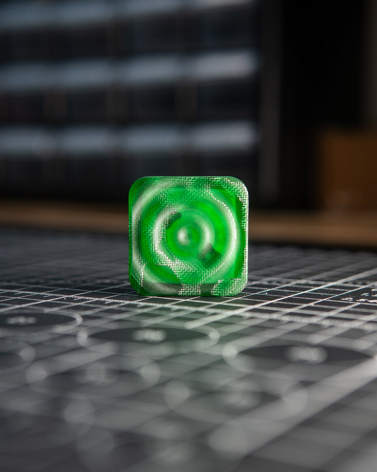 Mini V2 Tile Fidget Slider, Ripple - Raffir Green Alume Moon Composite