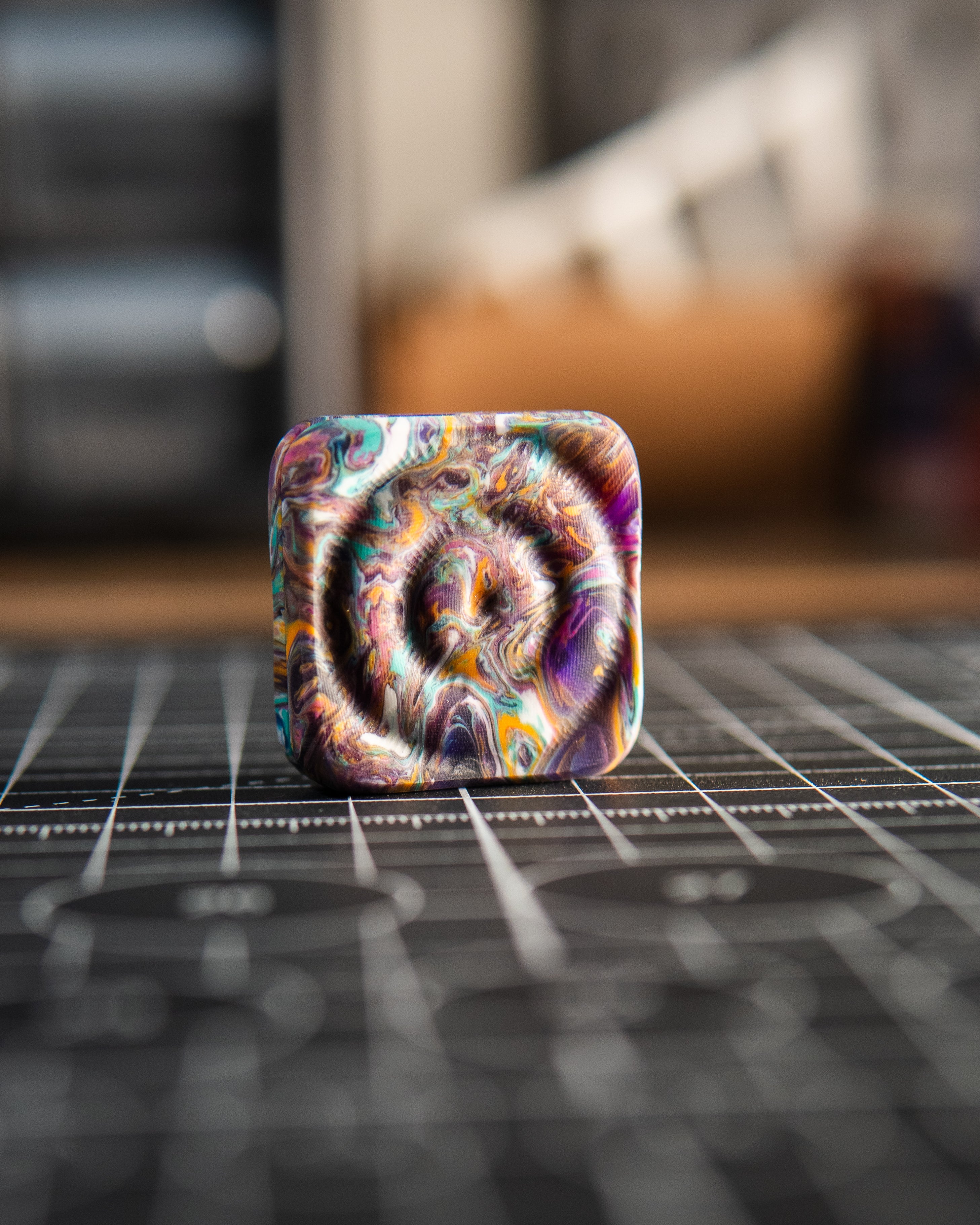 Mini V2 Ripple Tile Fidget Slider - Maker's Choice, Orange Hint Resin