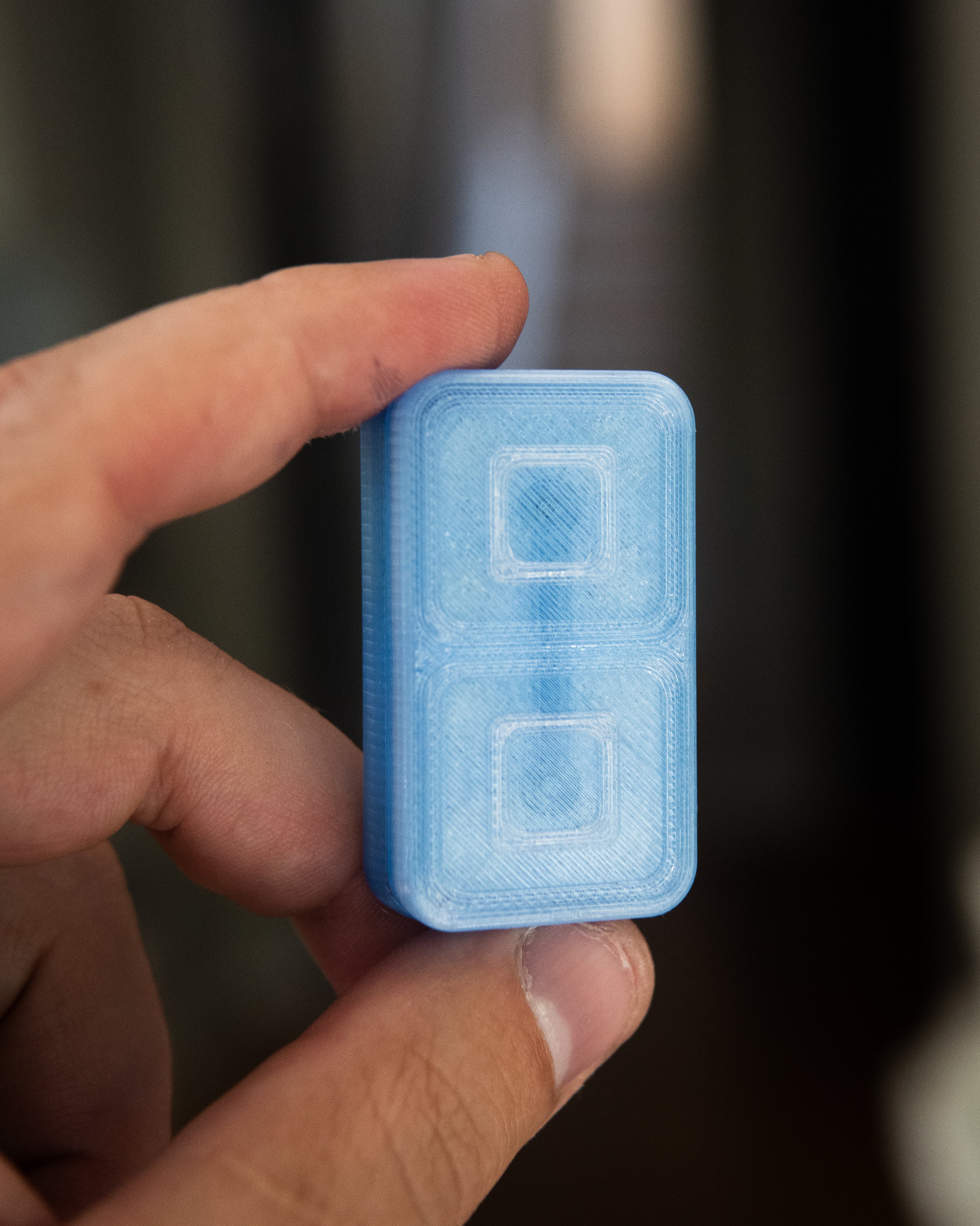 Echo Tile Fidget Slider - Maker's Choice, Translucent PETG Blue & Clear