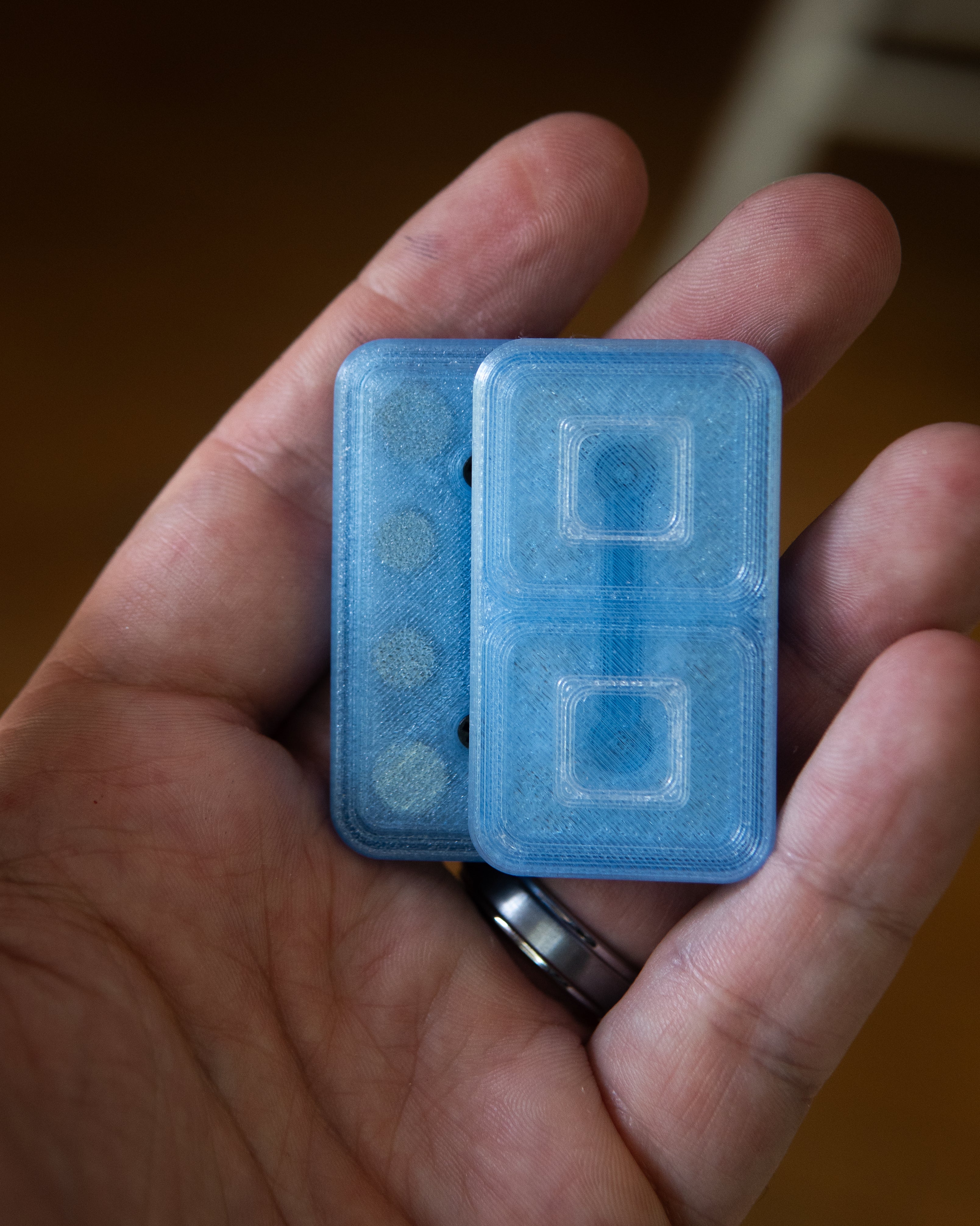 Echo Tile Fidget Slider - Maker's Choice, Translucent PETG Blue & Clear