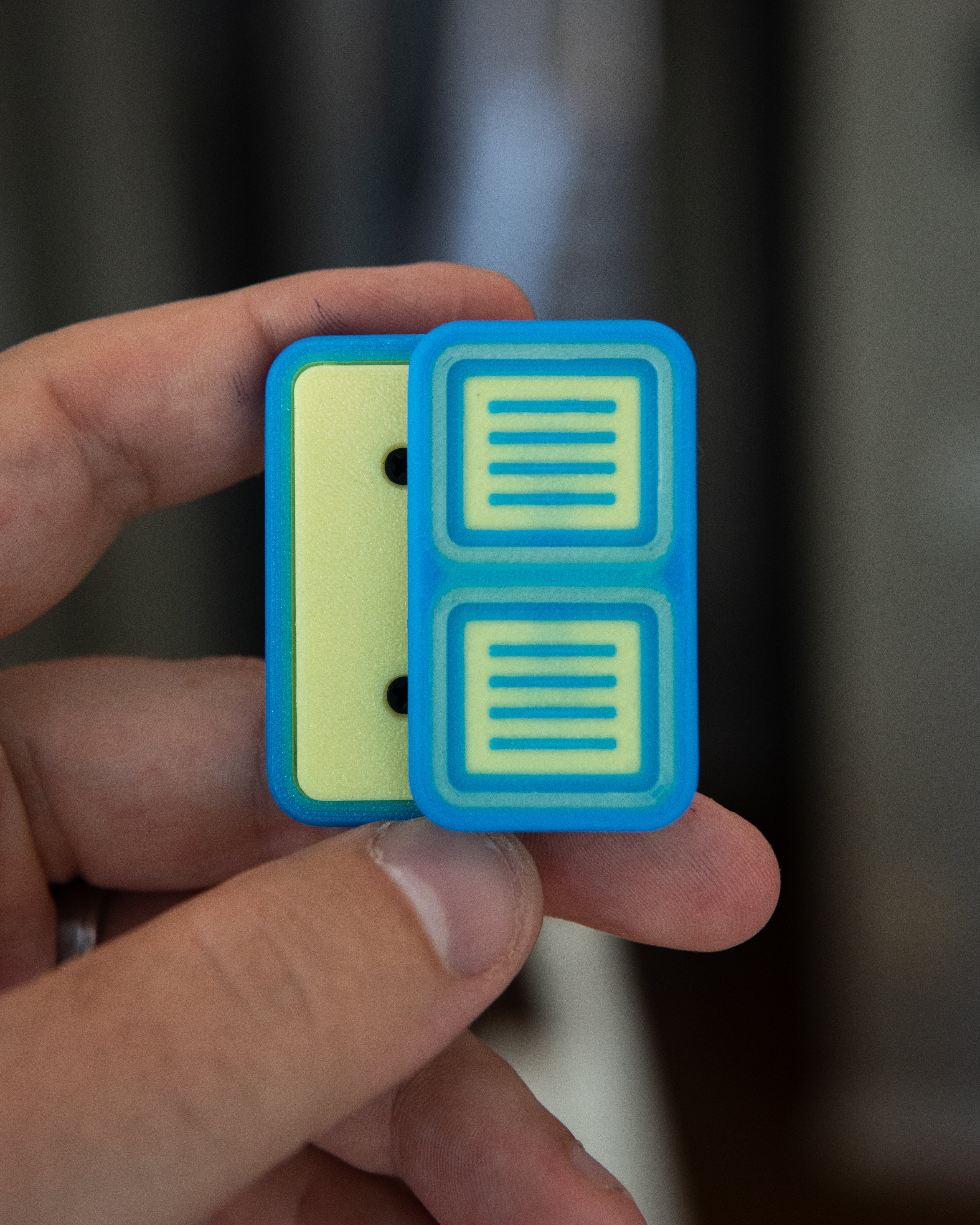 Delta Tile Fidget Slider - Maker's Choice, Electric Blue & Yellow Glow