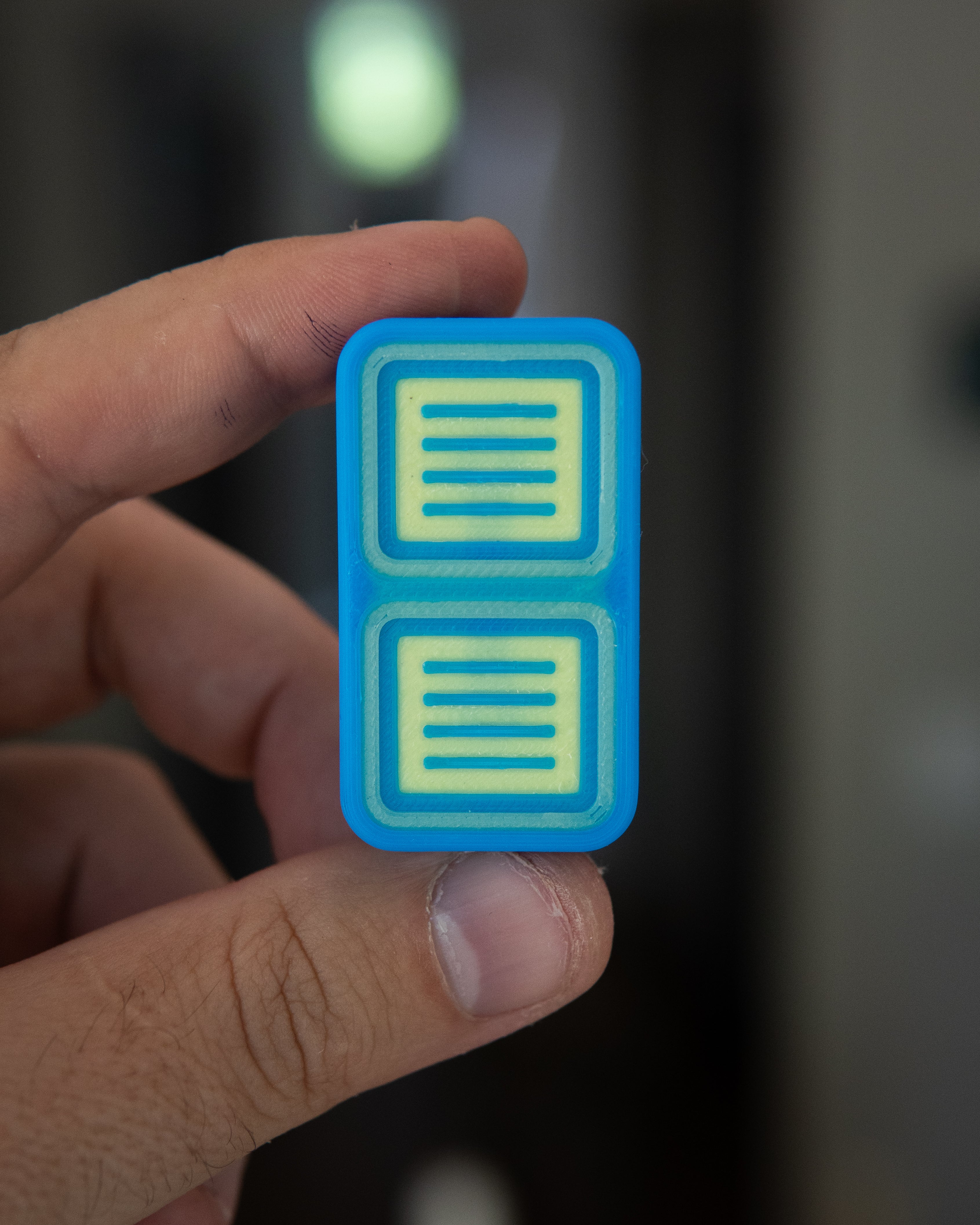 Delta Tile Fidget Slider - Maker's Choice, Electric Blue & Yellow Glow