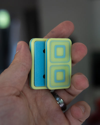Echo Tile Fidget Slider - Maker's Choice, Yellow & Blue Glow PLA