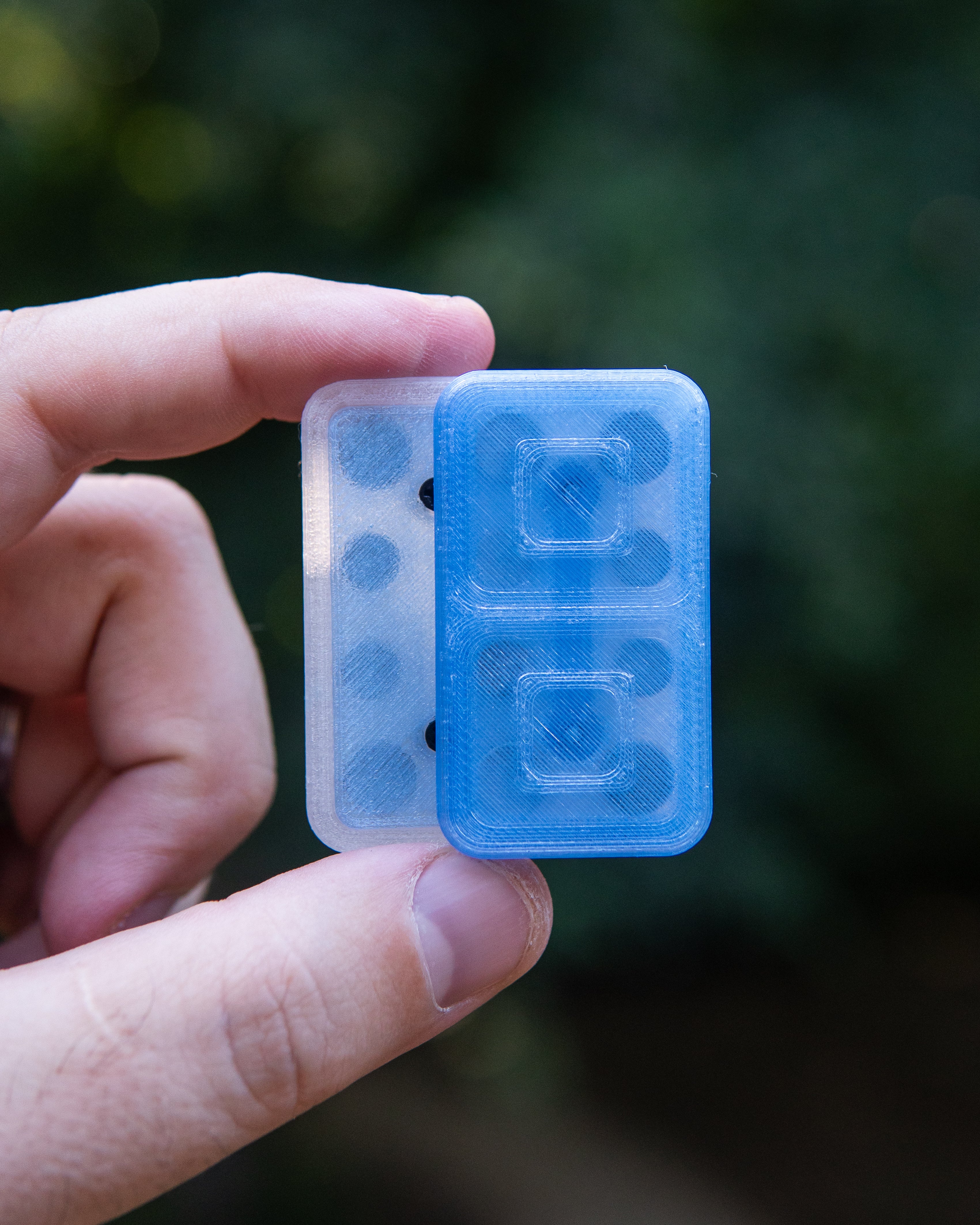 Echo Tile Fidget Slider - Maker's Choice, Translucent PETG Half Blue, Half Clear