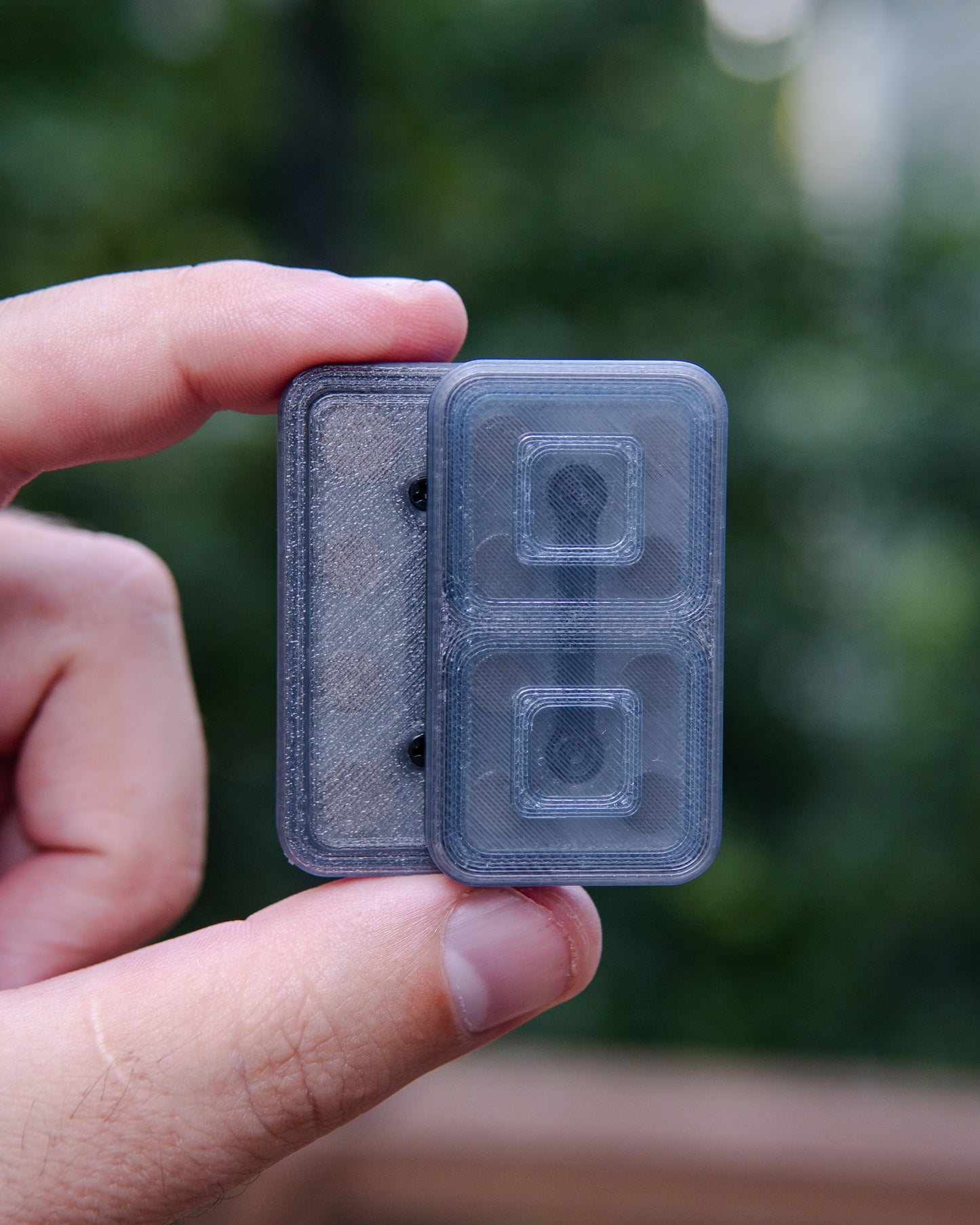 Echo Tile Fidget Slider - Maker's Choice, Translucent PETG Grey & Blue