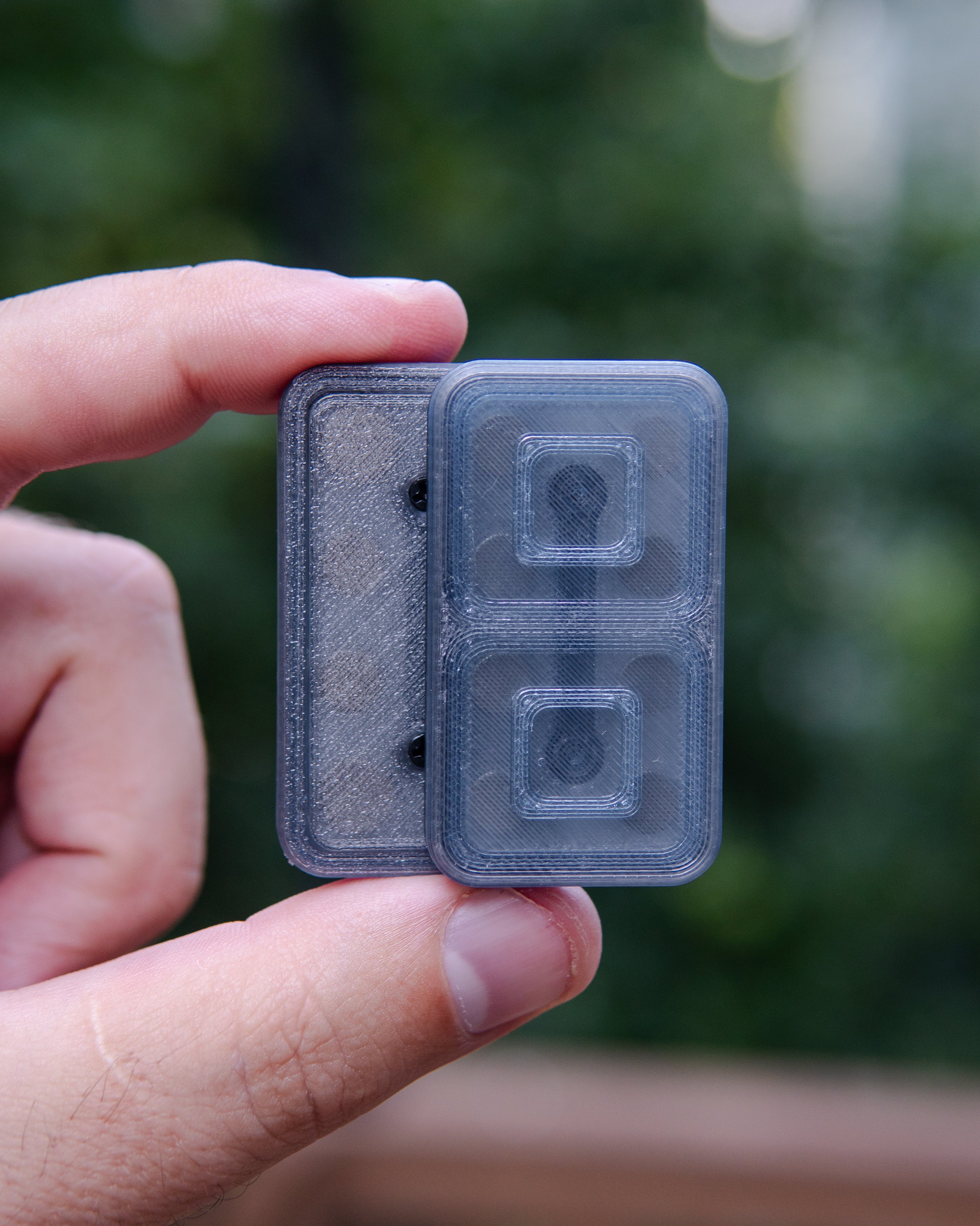 Echo Tile Fidget Slider - Maker's Choice, Translucent PETG Grey & Blue