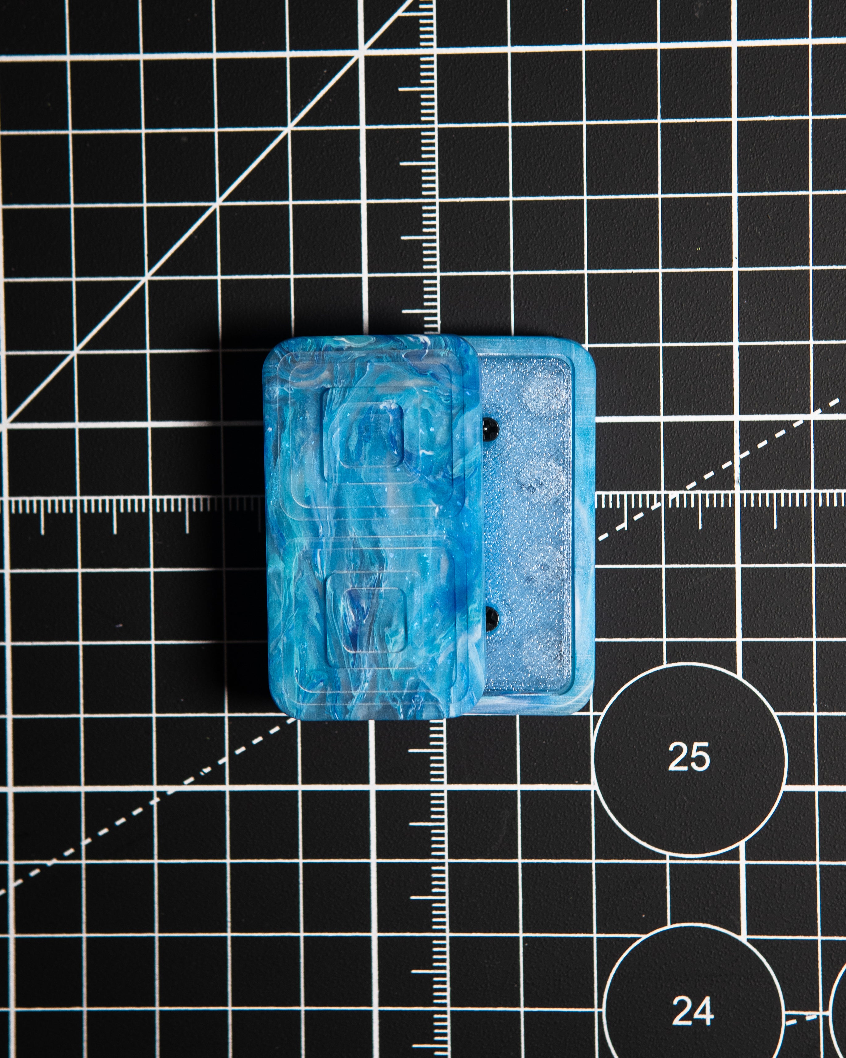Echo Tile Fidget Slider - Maker's Choice, Dank Blanks Blue Swirl Resin