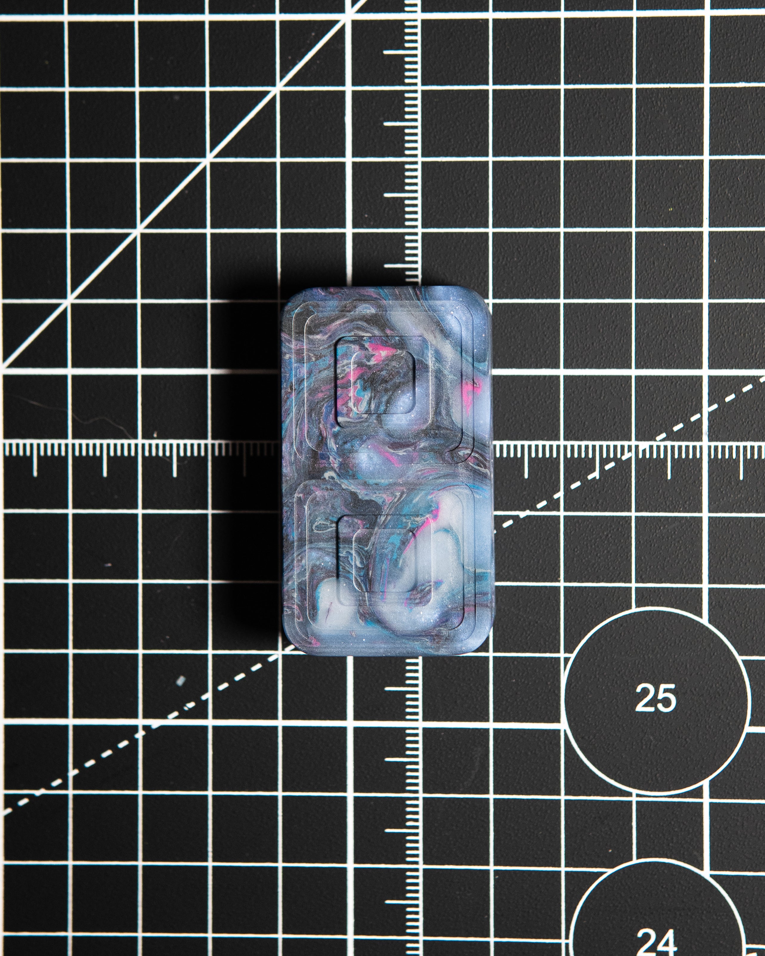 Echo Tile Fidget Slider - Maker's Choice, Dank Blanks Dark Purple & Blue Swirl Resin