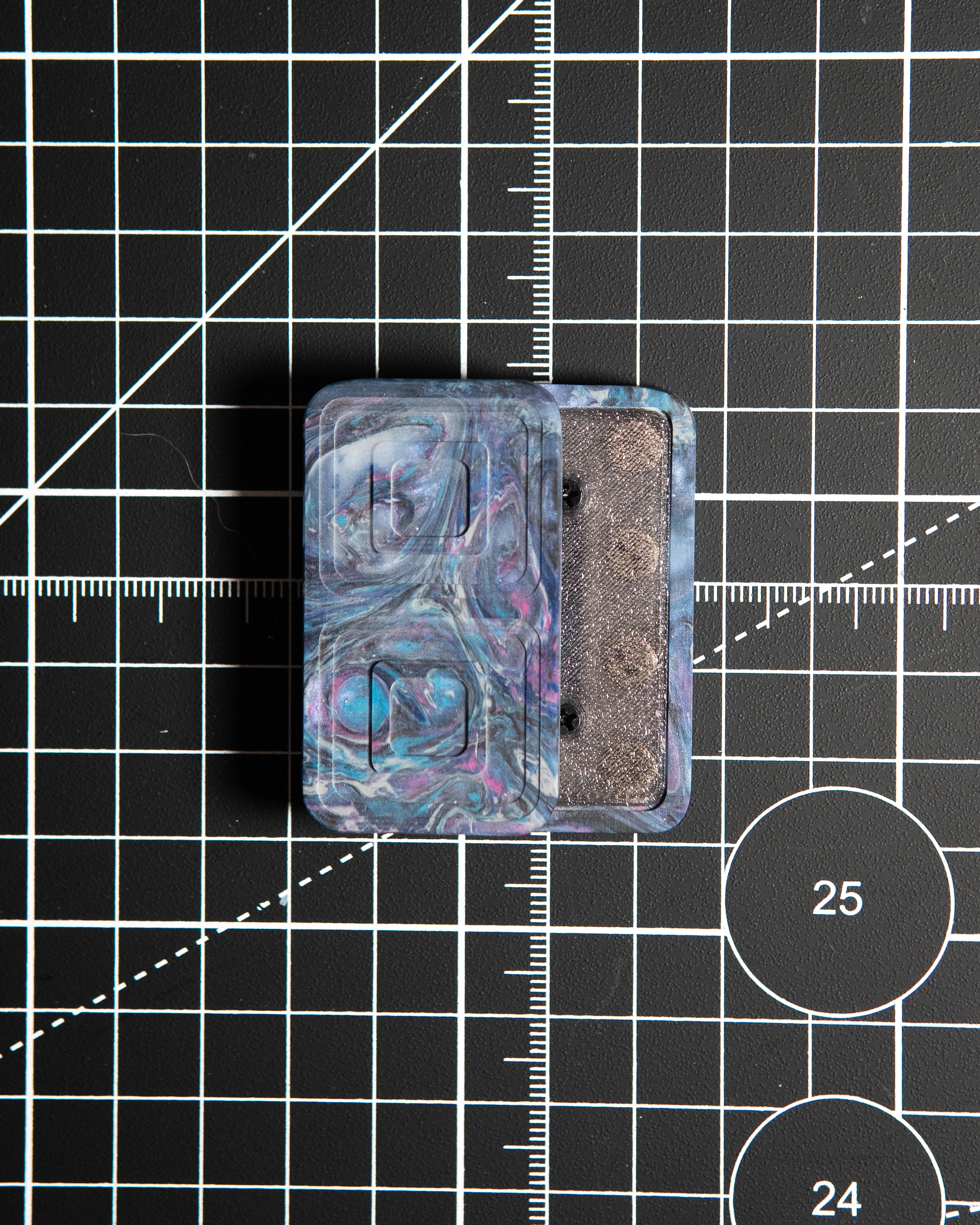 Echo Tile Fidget Slider - Maker's Choice, Dank Blanks Dark Purple & Blue Swirl Resin