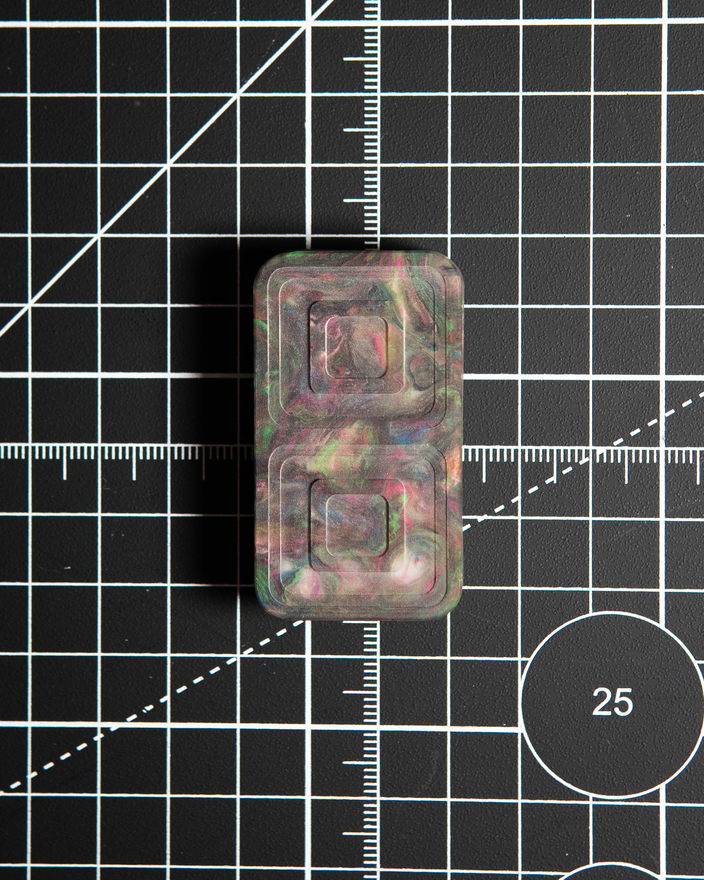 Echo Tile Fidget Slider - Maker's Choice, Dank Blanks Dark Multi-Color Swirl Resin