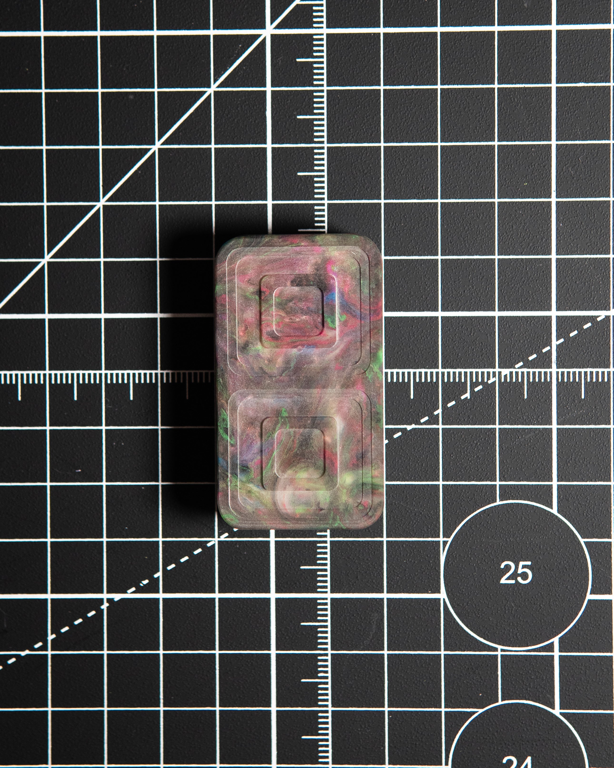 Echo Tile Fidget Slider - Maker's Choice, Dank Blanks Dark Multi-Color Swirl Resin
