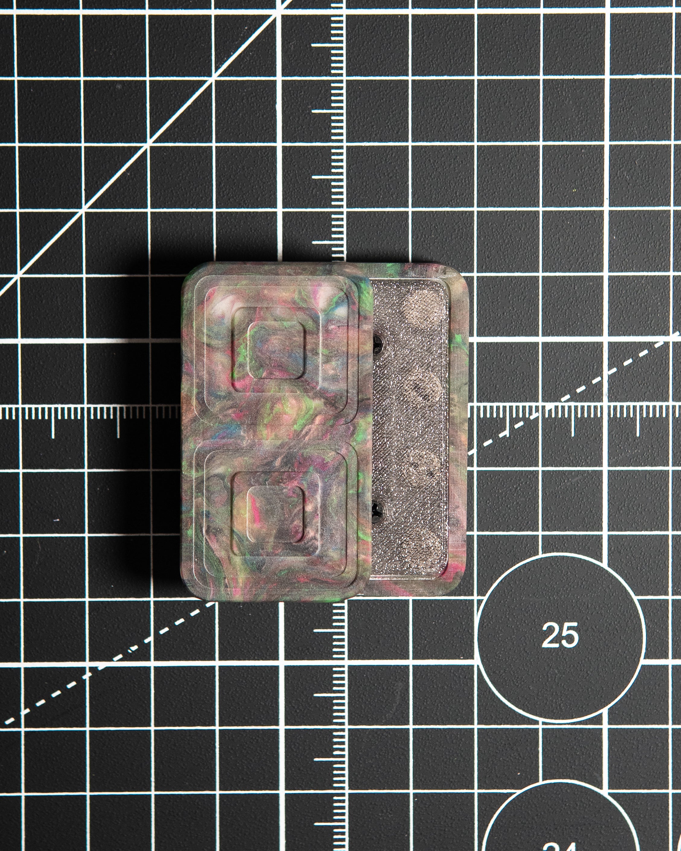 Echo Tile Fidget Slider - Maker's Choice, Dank Blanks Dark Multi-Color Swirl Resin