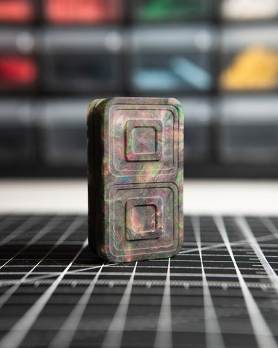 Echo Tile Fidget Slider - Maker's Choice, Dank Blanks Dark Multi-Color Swirl Resin