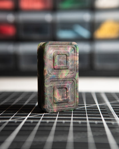 Echo Tile Fidget Slider - Maker's Choice, Dank Blanks Dark Multi-Color Swirl Resin