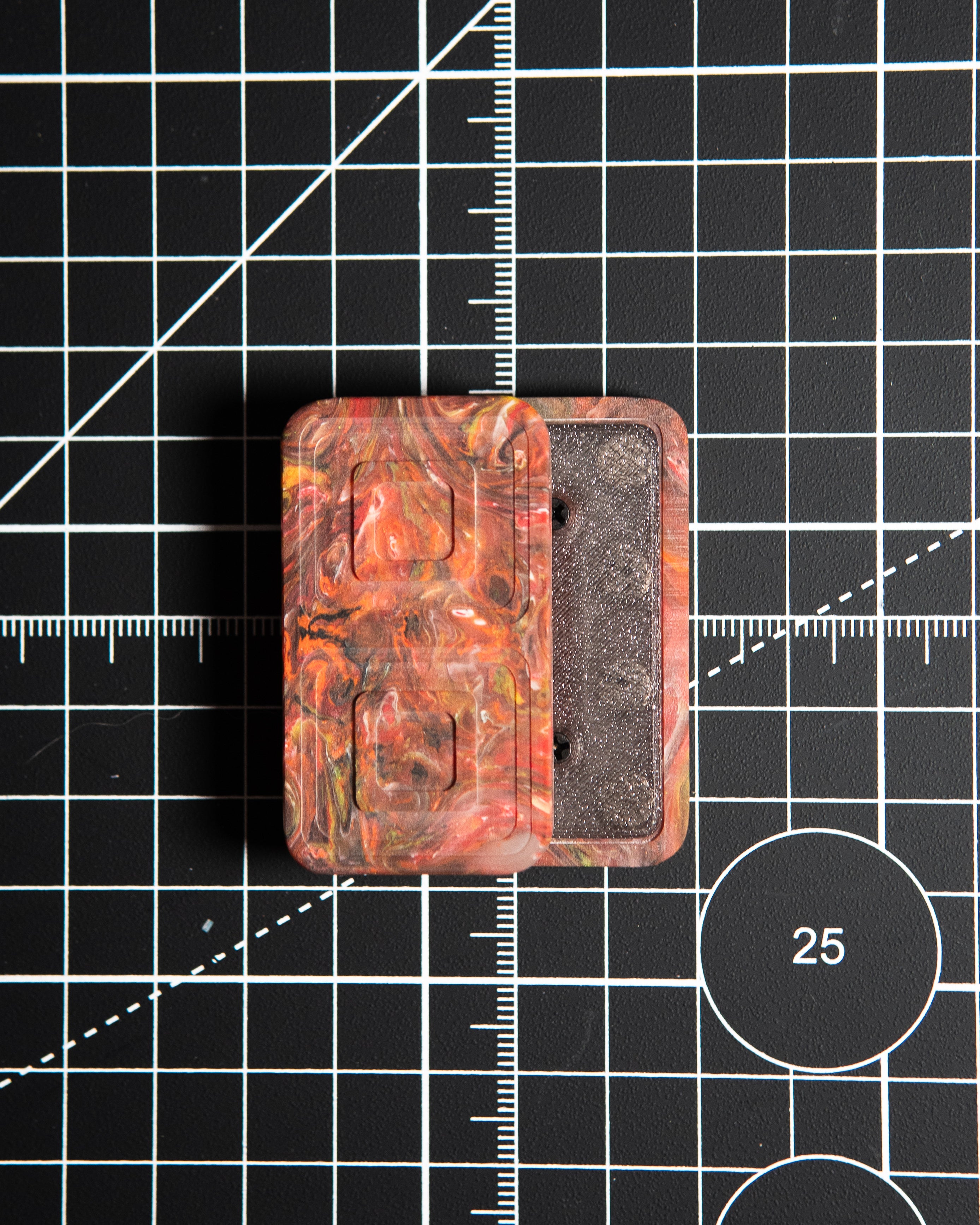 Echo Tile Fidget Slider - Maker's Choice, Dank Blanks Red Swirl Resin