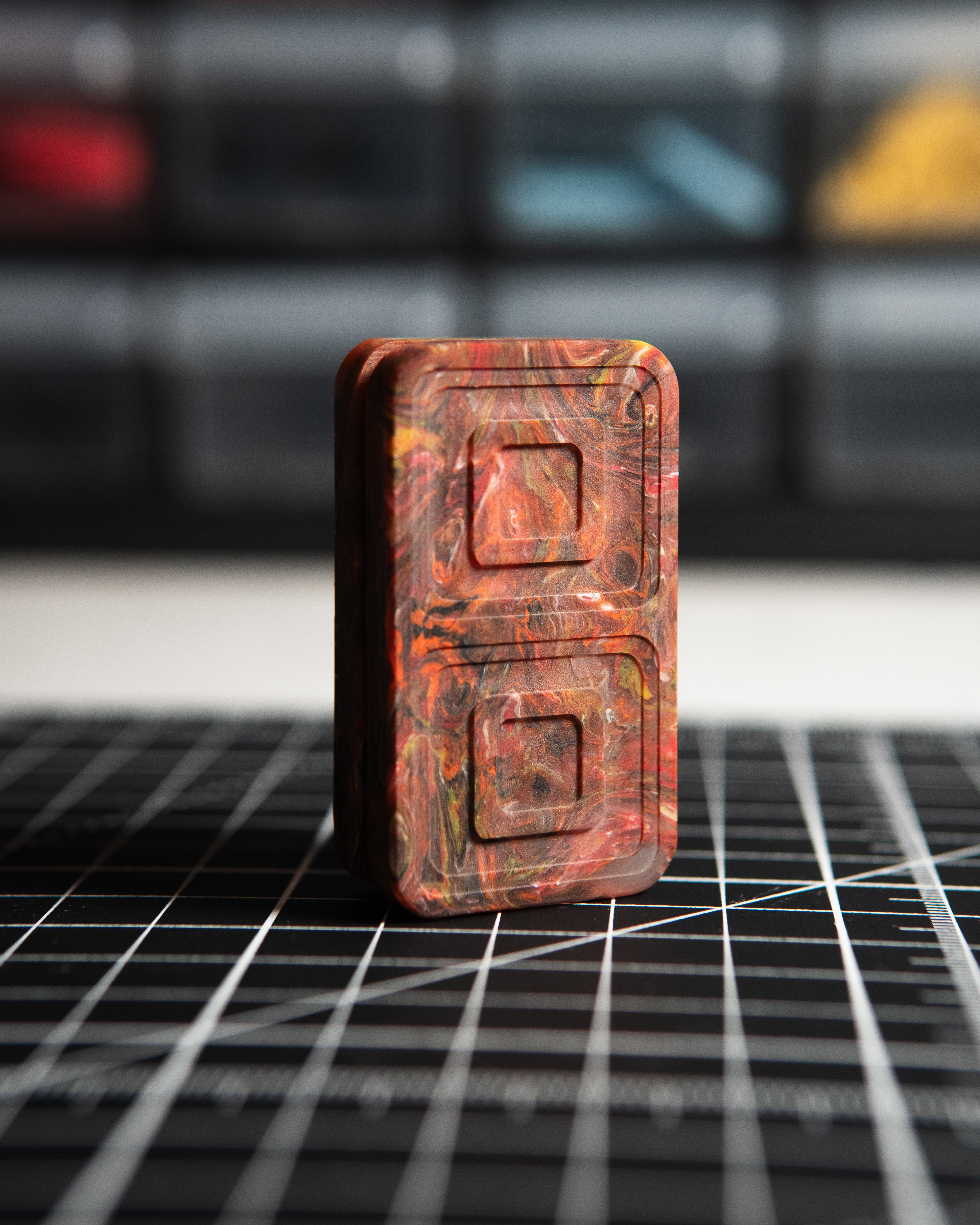 Echo Tile Fidget Slider - Maker's Choice, Dank Blanks Red Swirl Resin