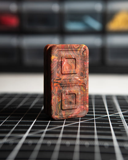 Echo Tile Fidget Slider - Maker's Choice, Dank Blanks Red Swirl Resin