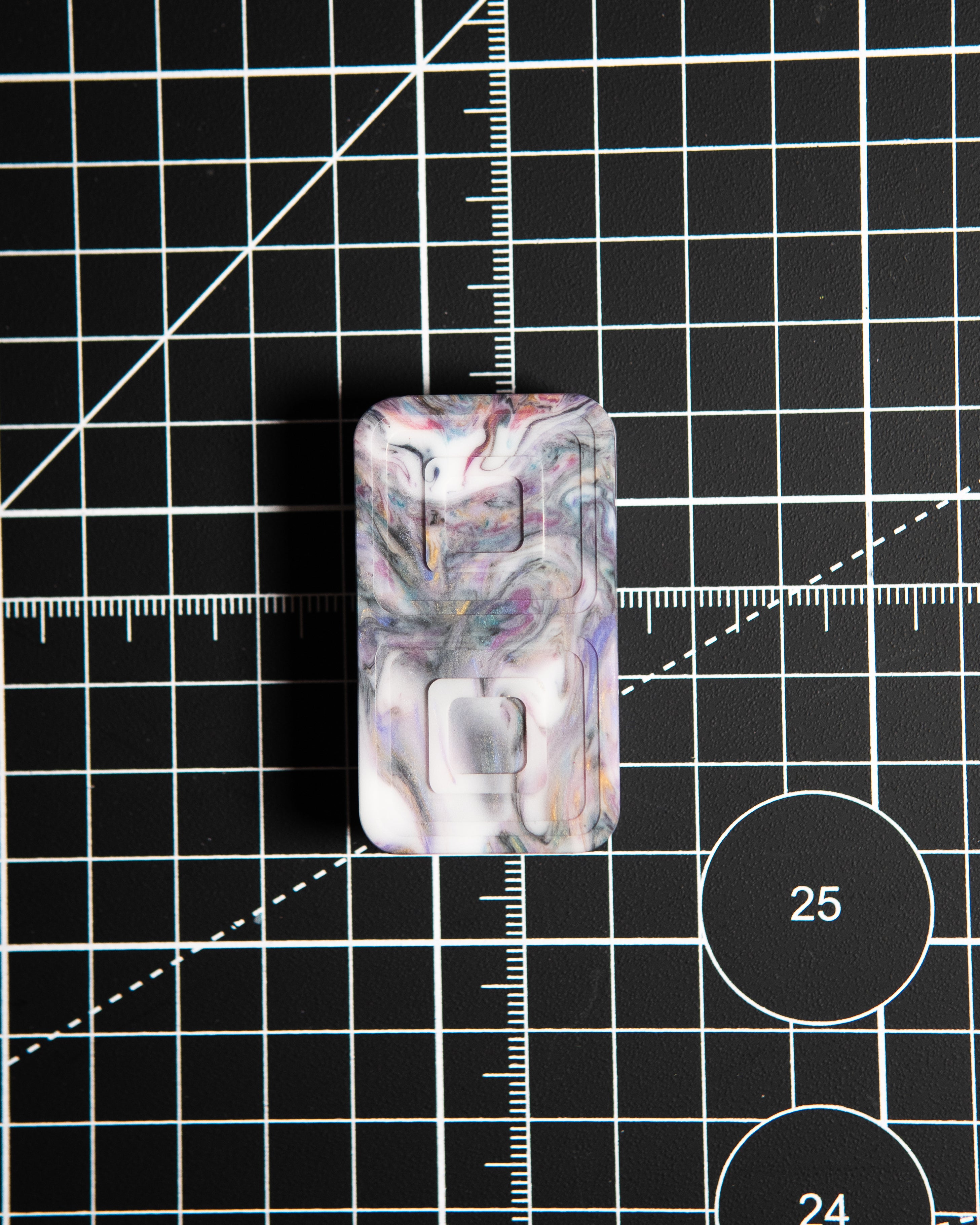 Echo Tile Fidget Slider - Maker's Choice, Dank Blanks White Multi-Color Swirl Resin