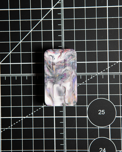 Echo Tile Fidget Slider - Maker's Choice, Dank Blanks White Multi-Color Swirl Resin