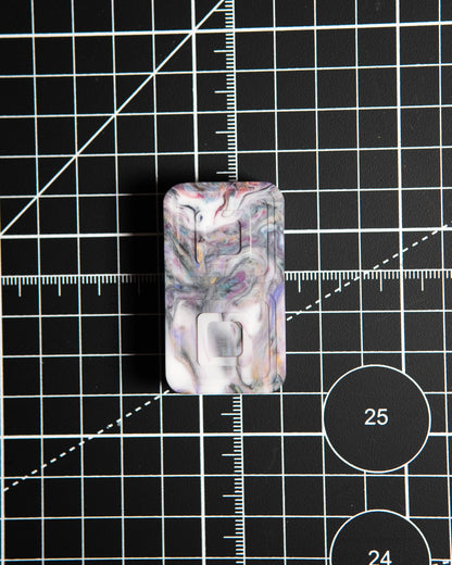 Echo Tile Fidget Slider - Maker's Choice, Dank Blanks White Multi-Color Swirl Resin