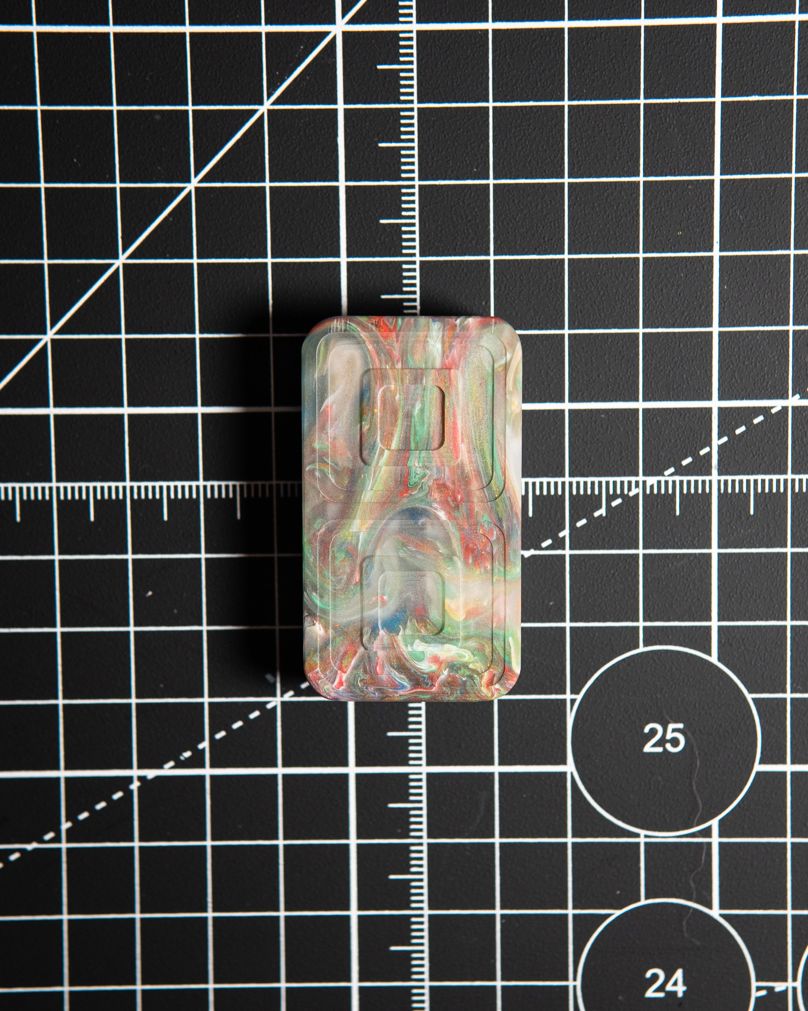 Echo Tile Fidget Slider - Maker's Choice, Dank Blanks Clear Multi-Color Swirl Resin #1