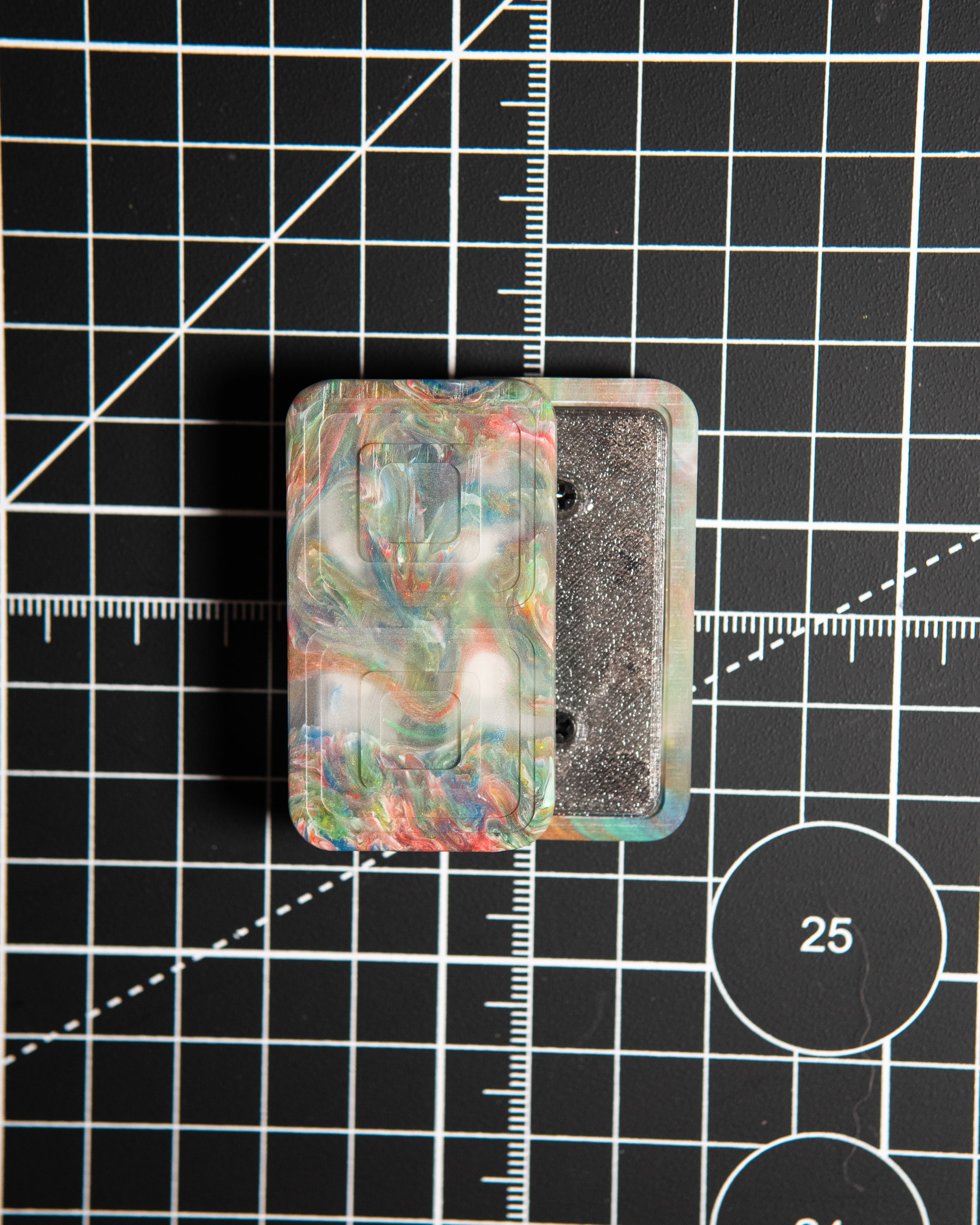 Echo Tile Fidget Slider - Maker's Choice, Dank Blanks Clear Multi-Color Swirl Resin #1