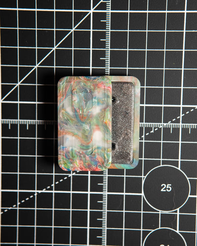 Echo Tile Fidget Slider - Maker's Choice, Dank Blanks Clear Multi-Color Swirl Resin #1