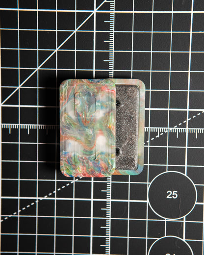 Echo Tile Fidget Slider - Maker's Choice, Dank Blanks Clear Multi-Color Swirl Resin #1