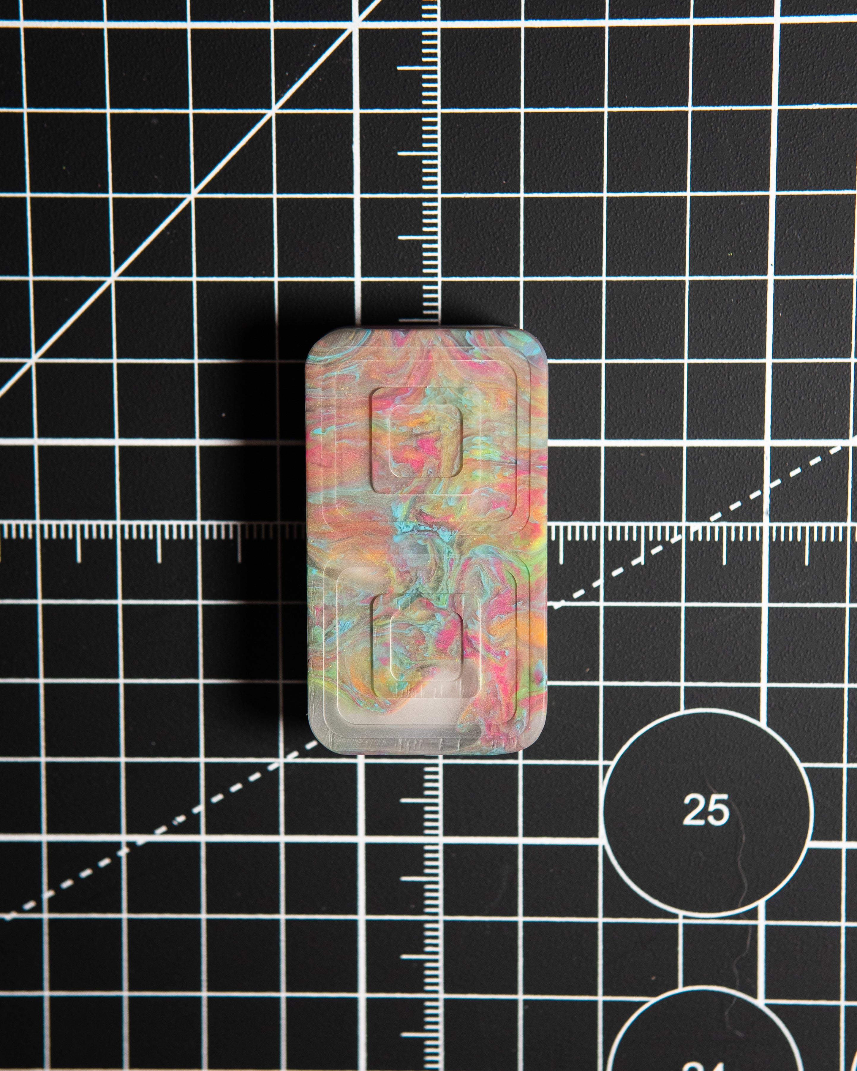 Echo Tile Fidget Slider - Maker's Choice, Dank Blanks Clear Multi-Color Swirl Resin #2