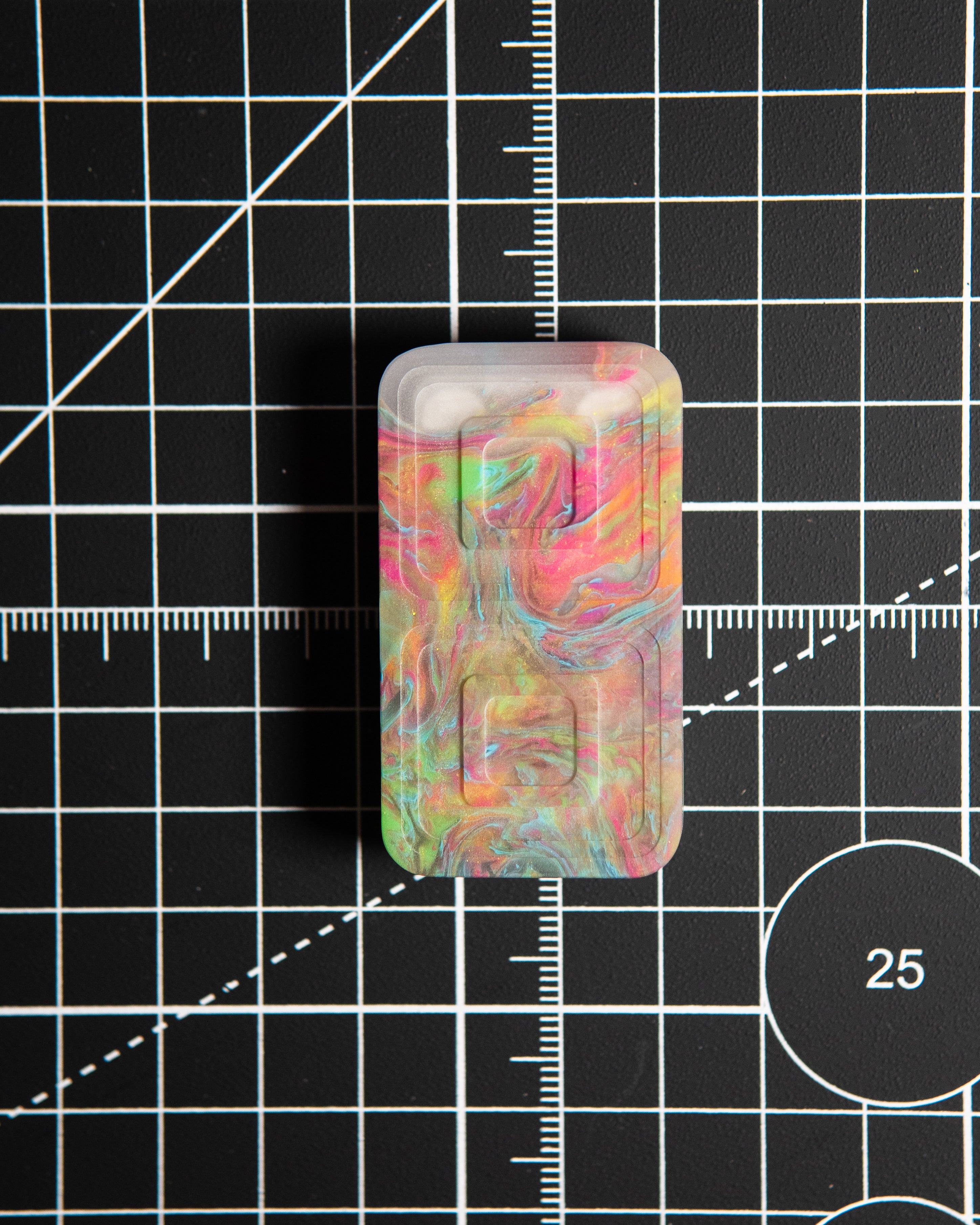 Echo Tile Fidget Slider - Maker's Choice, Dank Blanks Clear Multi-Color Swirl Resin #2