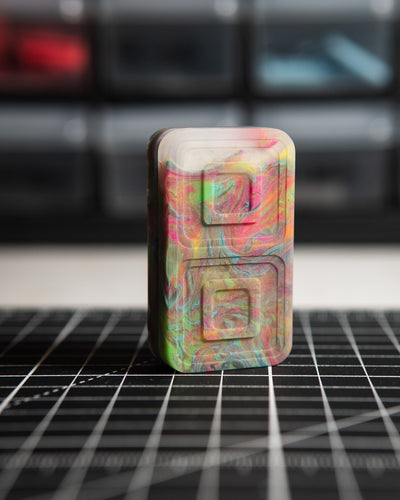 Echo Tile Fidget Slider - Maker's Choice, Dank Blanks Clear Multi-Color Swirl Resin #2