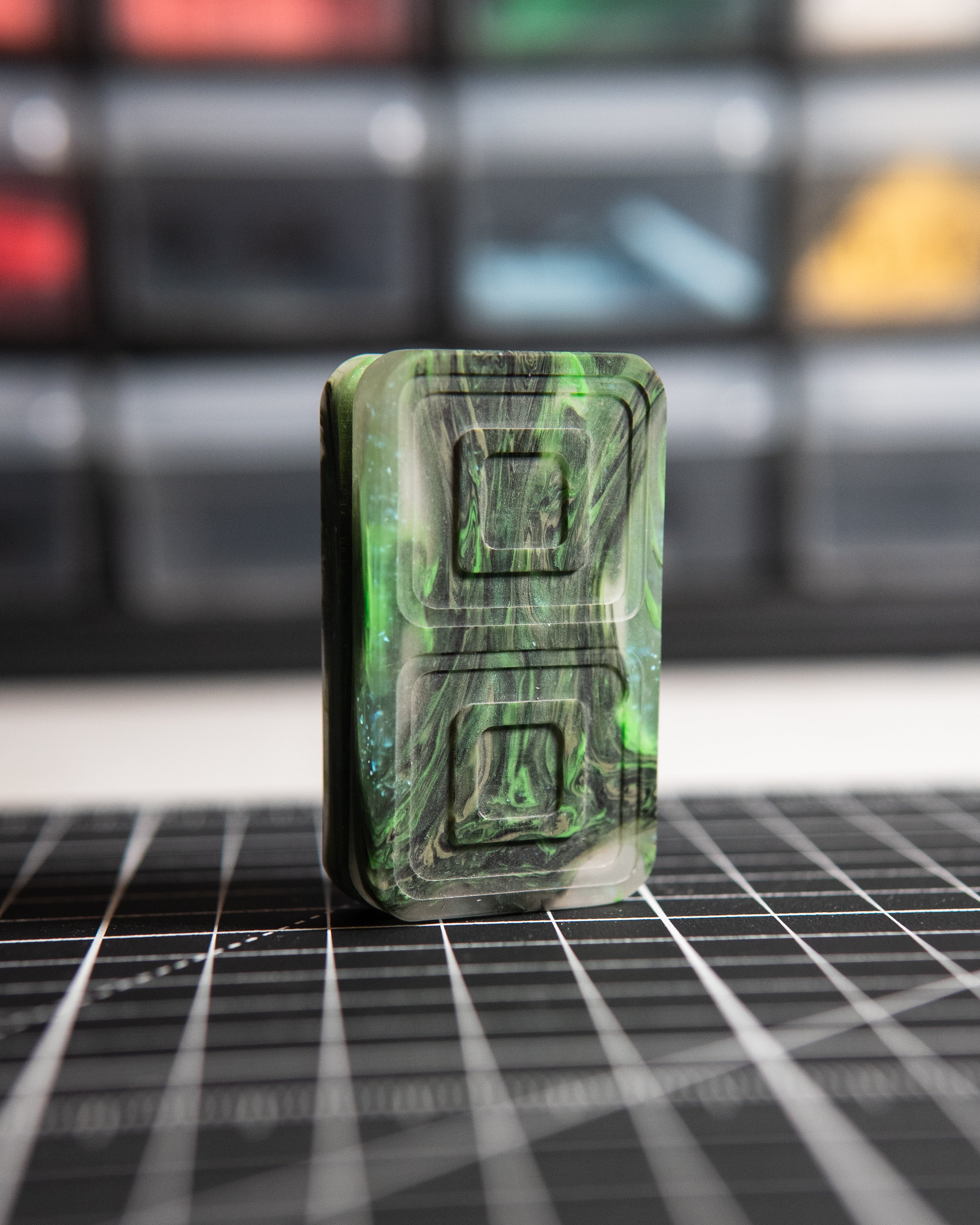 Echo Tile Fidget Slider - Maker's Choice, Dank Blanks Green Sparkle [BLEM]