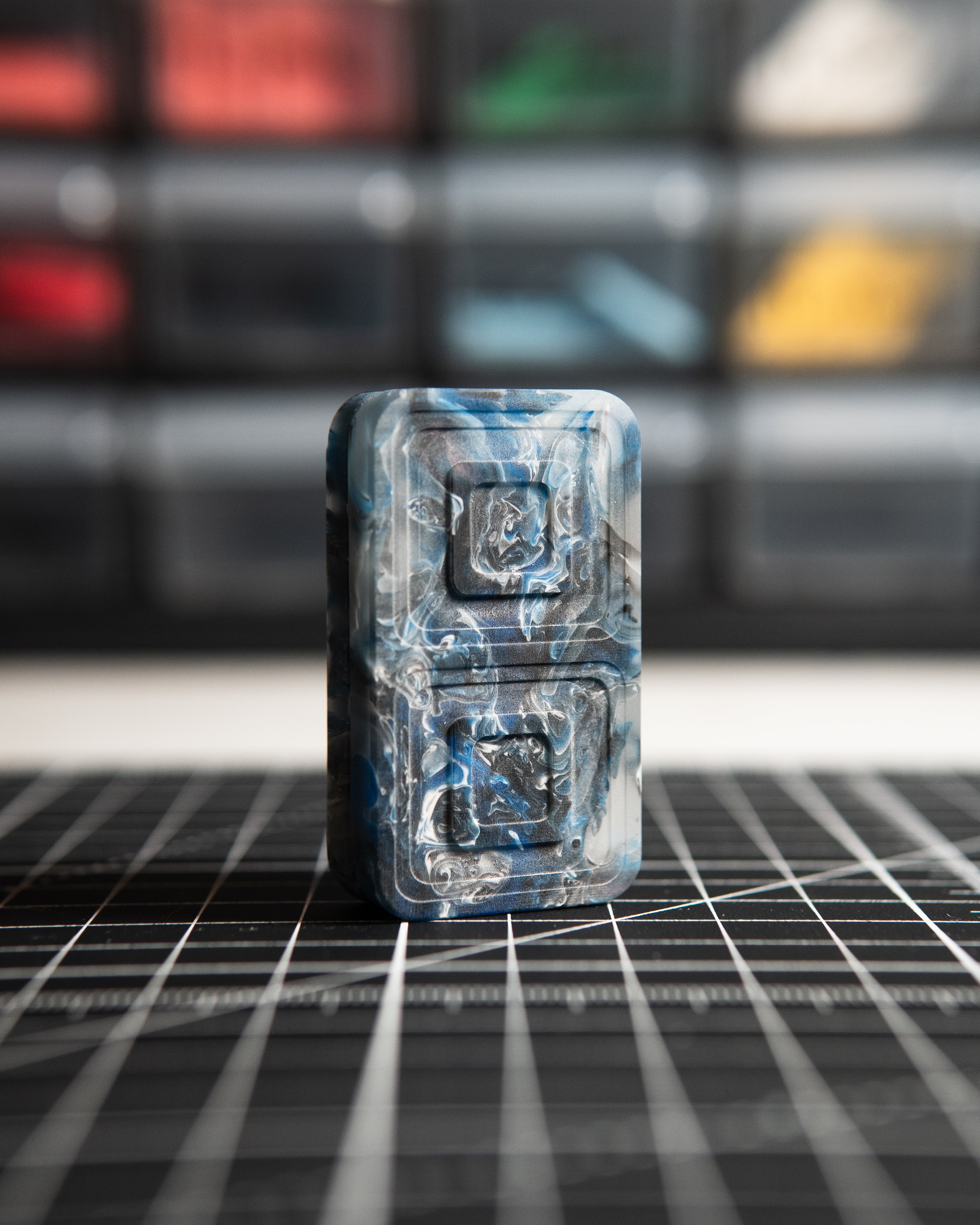 Echo Tile Fidget Slider - Maker's Choice, Kaotic Blue Clear Resin