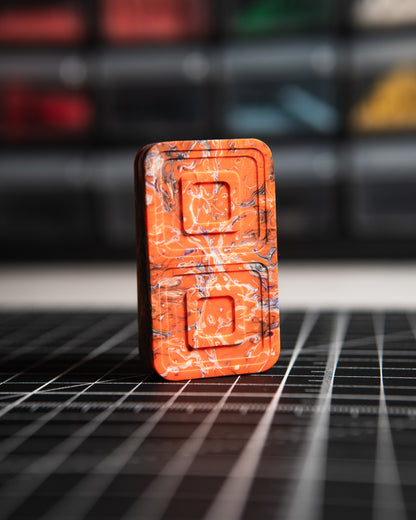 Echo Tile Fidget Slider - Maker's Choice, Kaotic Orange White Resin