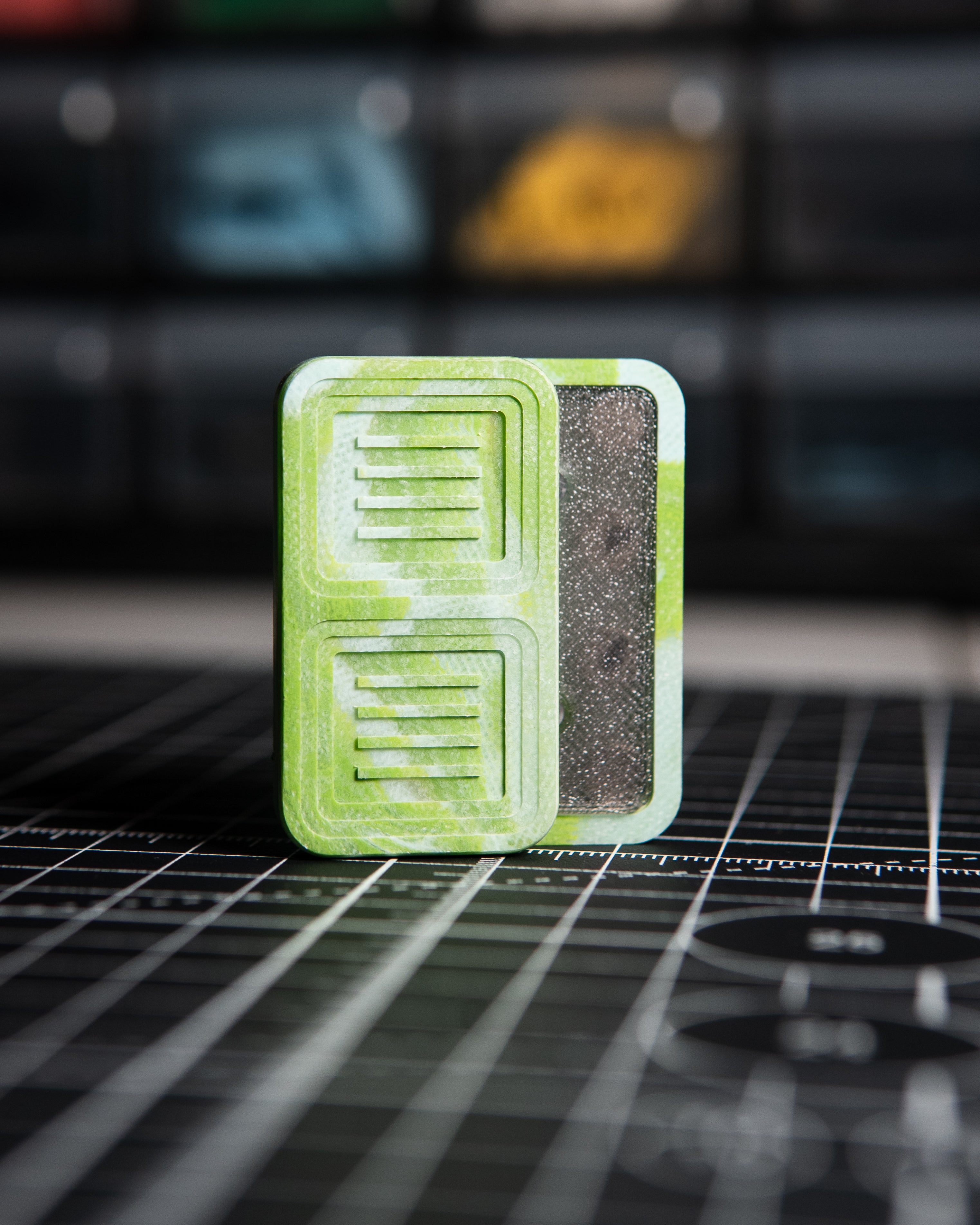 Delta Tile Fidget Slider - Maker's Choice, Aqua Jade Marbled G10