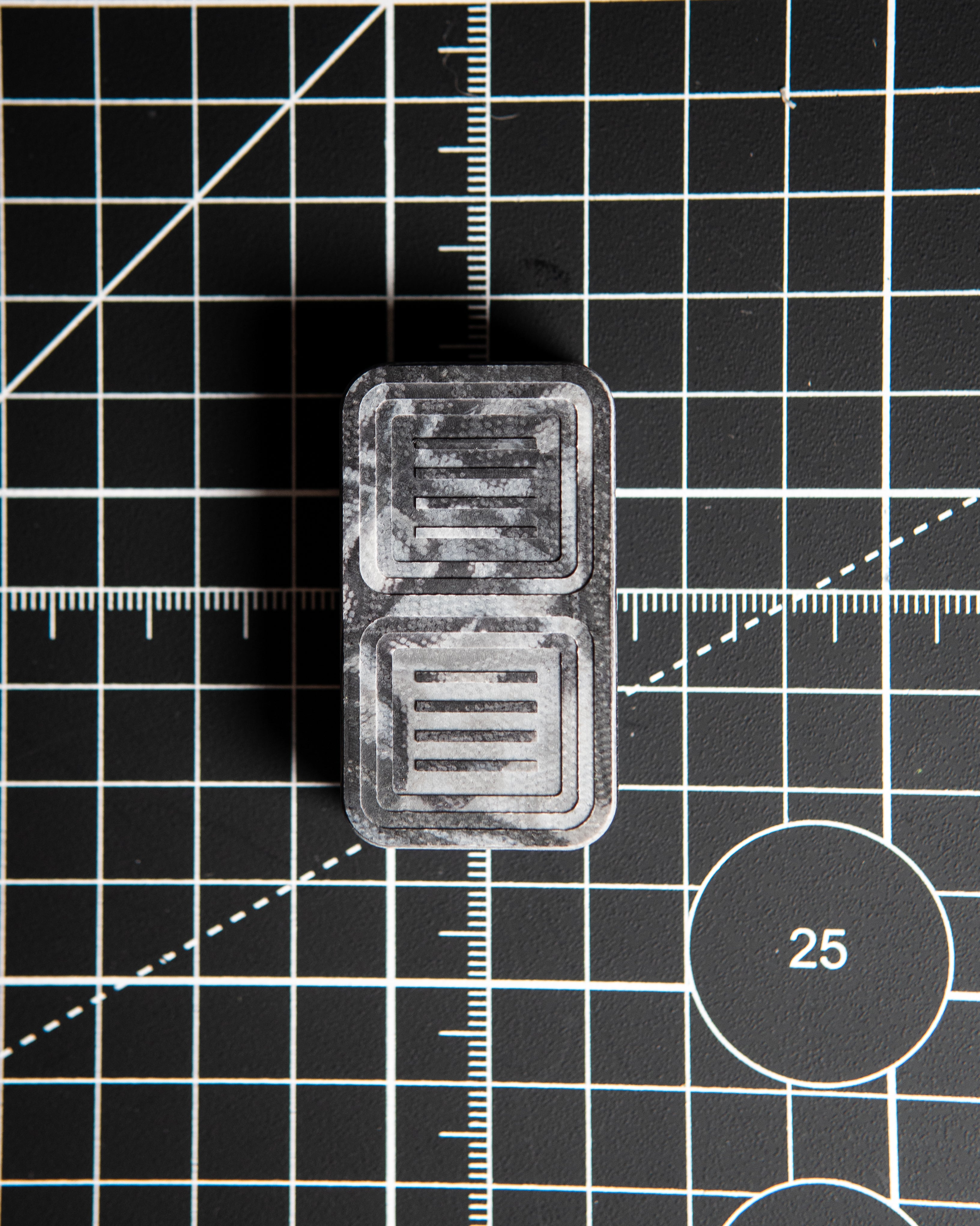 Delta Tile Fidget Slider - Maker's Choice, Black & White Marbled G10