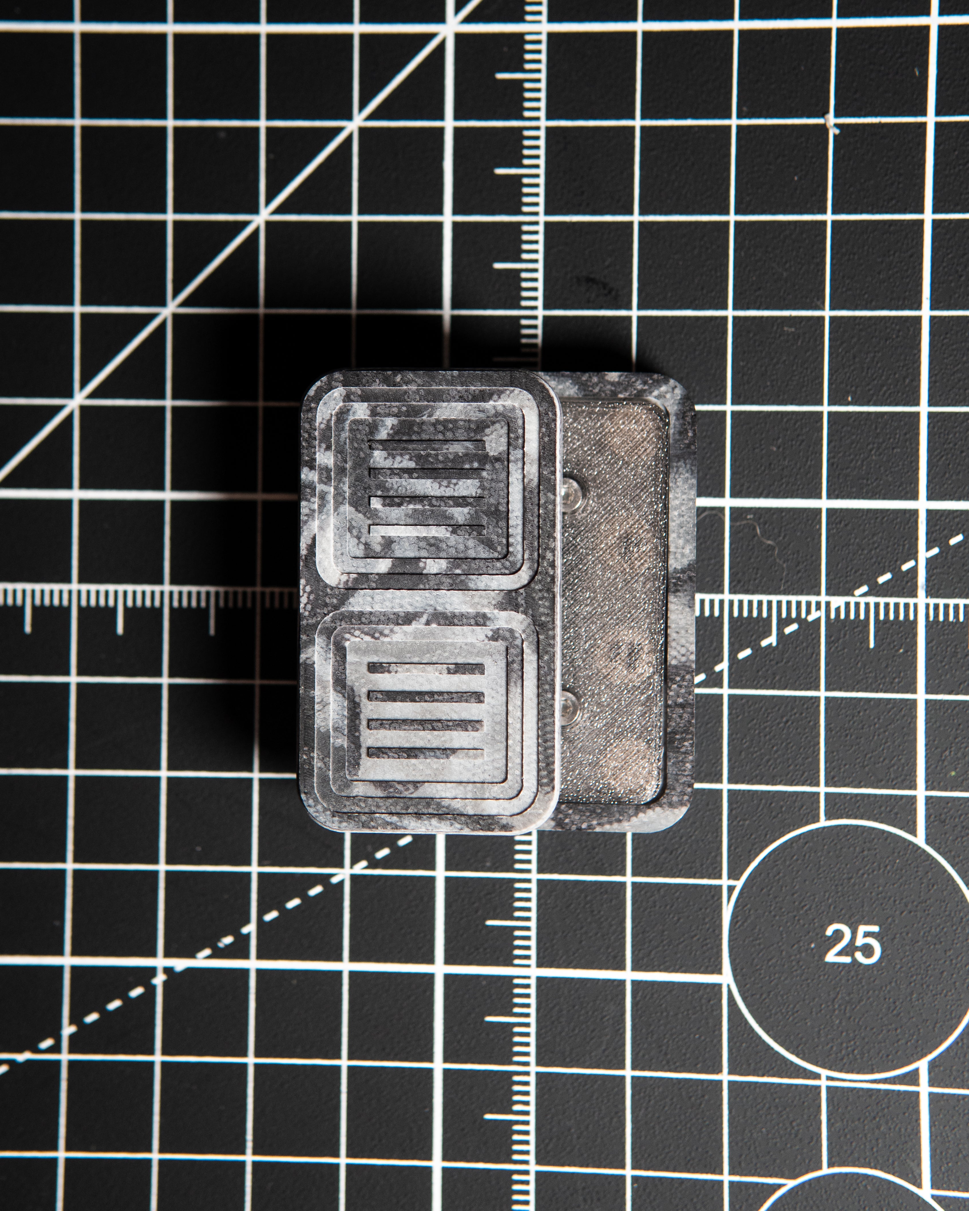Delta Tile Fidget Slider - Maker's Choice, Black & White Marbled G10