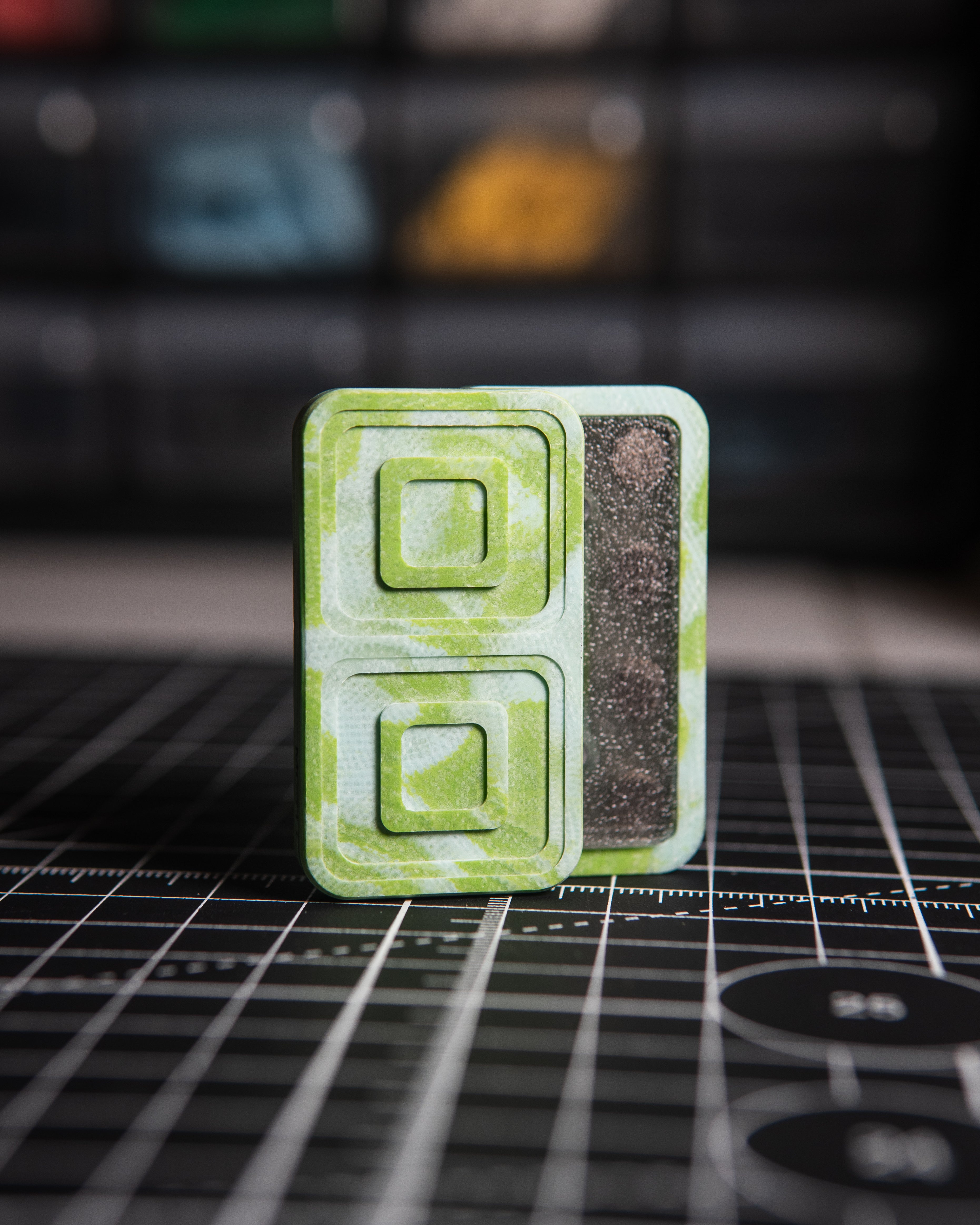 Echo Tile Fidget Slider - Maker's Choice, Aqua Jade Marbled G10